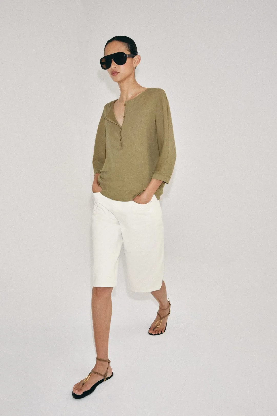 Джинсовые бермуды ZW Collection со средней посадкой, Zara
