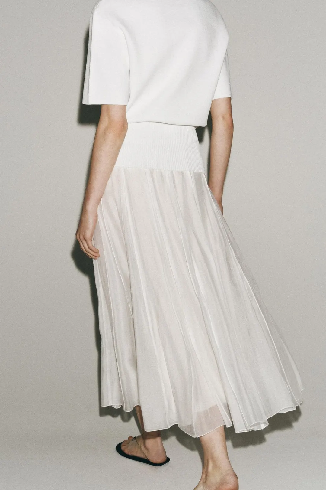 Юбка струящегося кроя с контрастными деталями ZW Collection, Zara