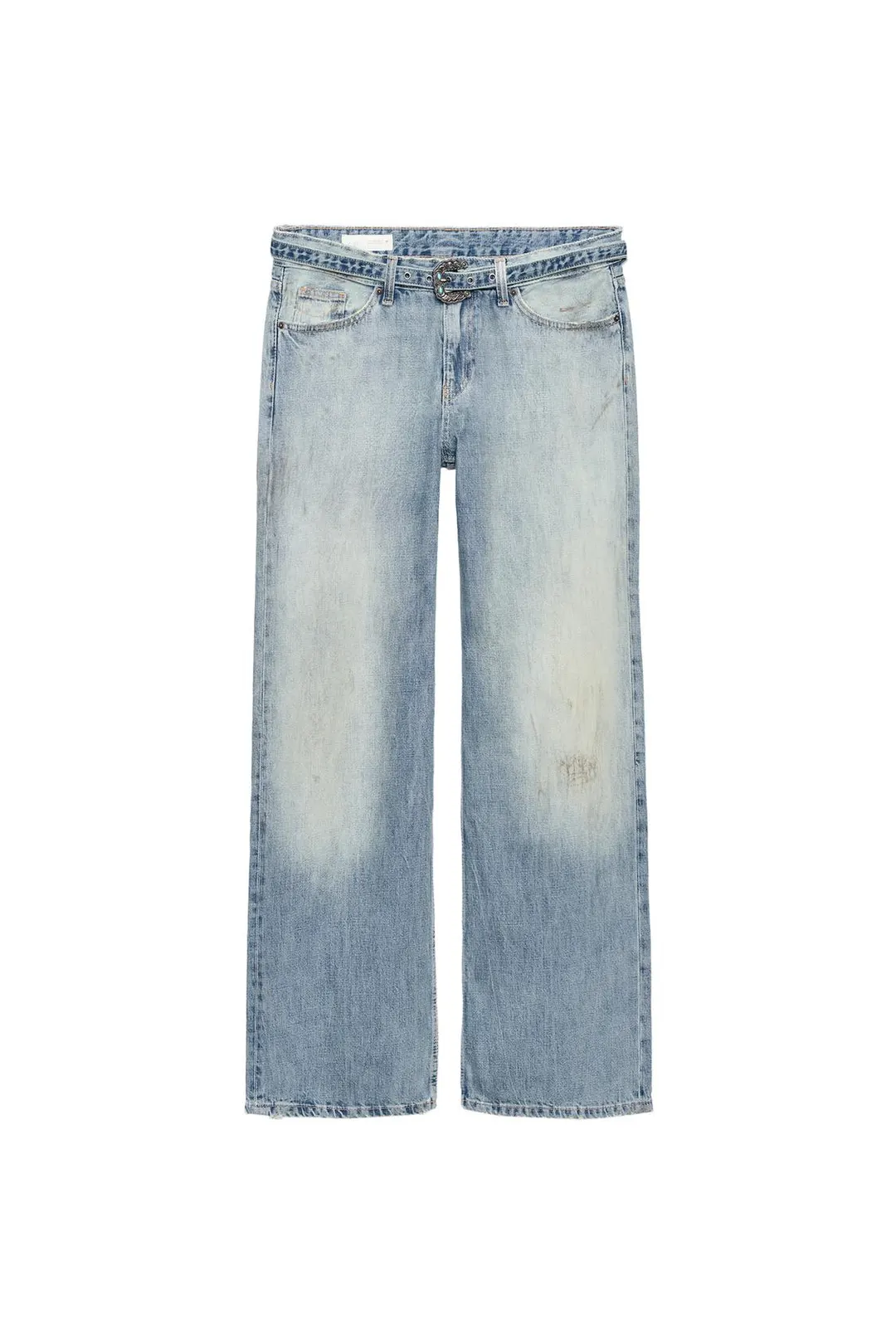 Джинсы slouchy fit TRF с низкой посадкой и поясом, Zara