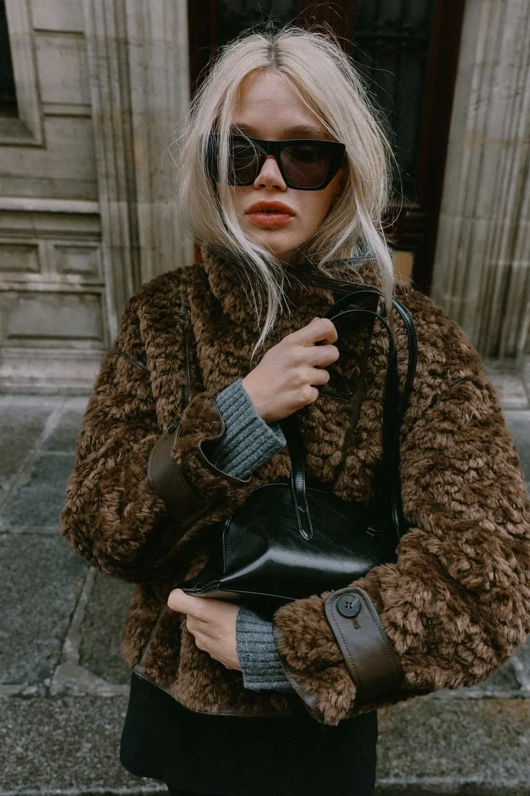Куртка с контрастным искусственным мехом, Zara