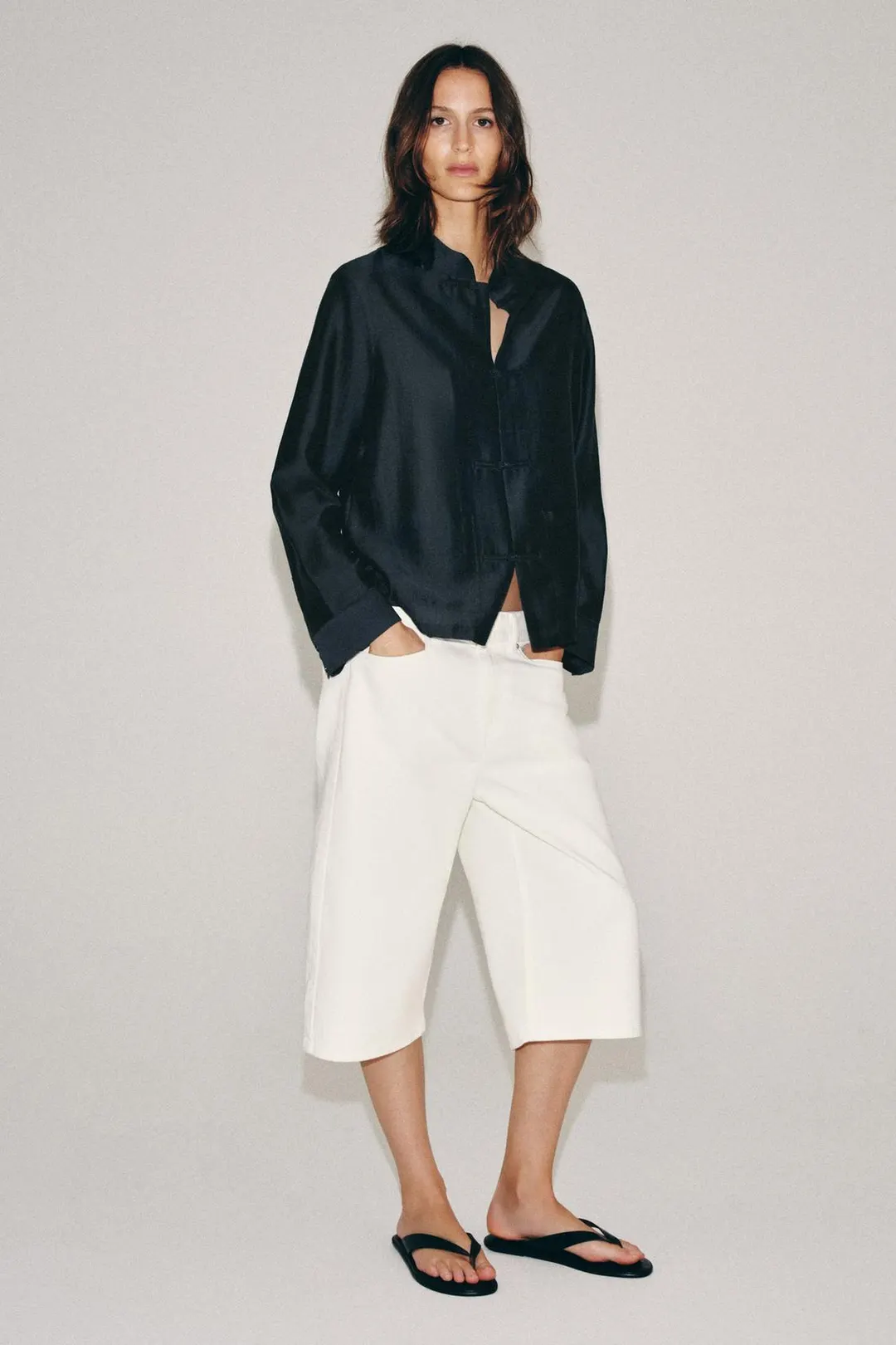 Джинсовые бермуды ZW Collection со средней посадкой, Zara