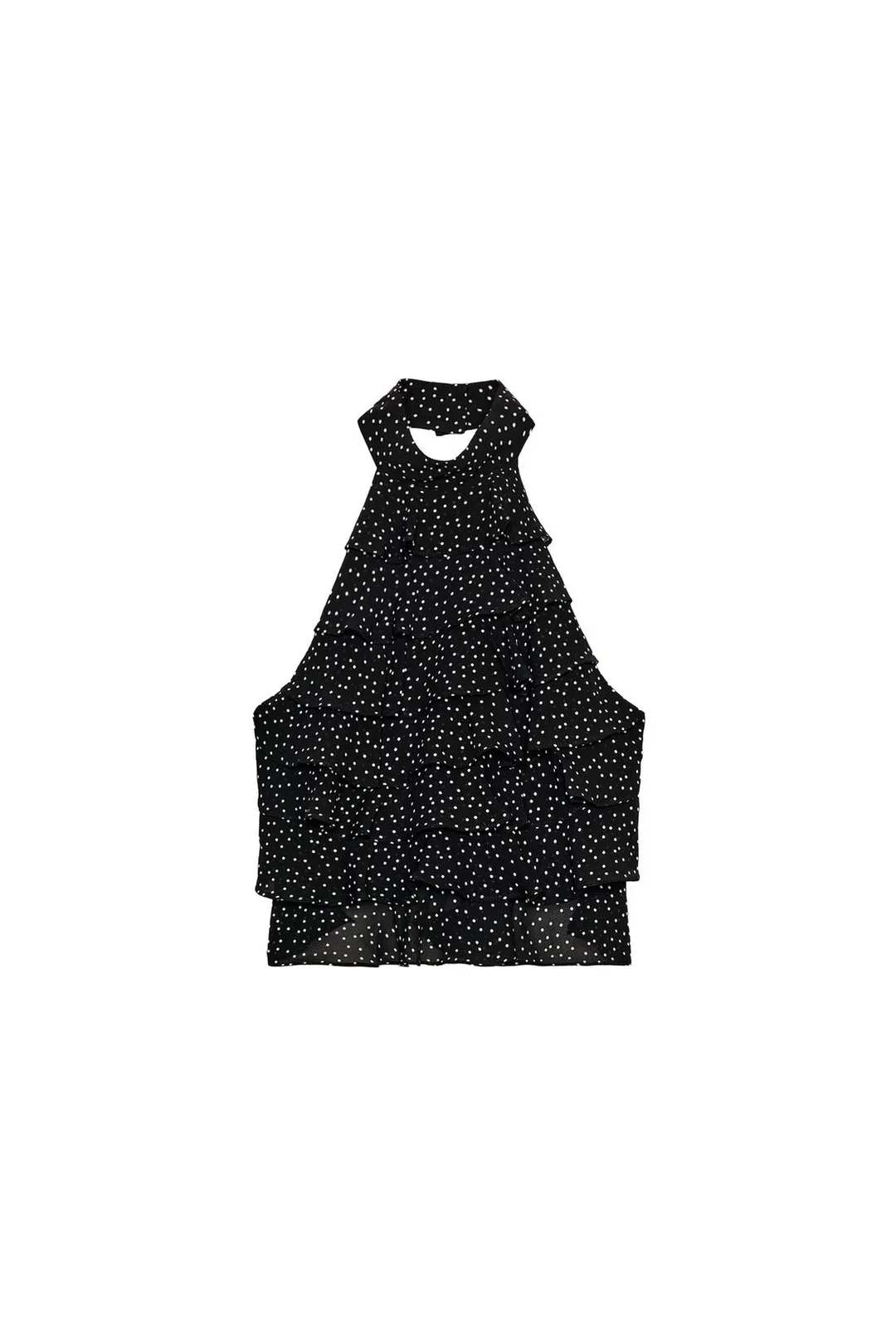 Топ из жоржета в горошек с бретелью халтер, Zara