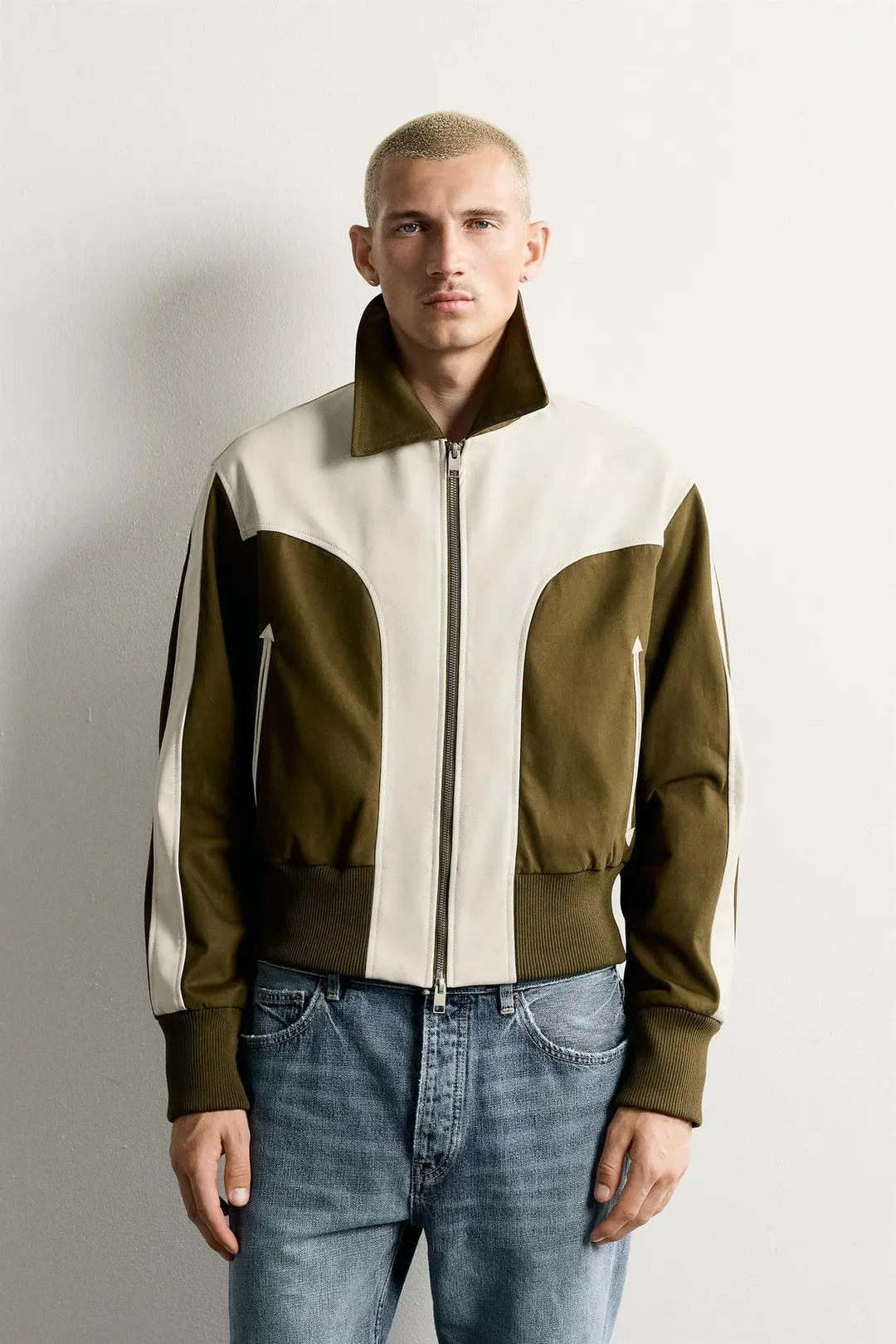Куртка под кожу с контрастными вставками, Zara