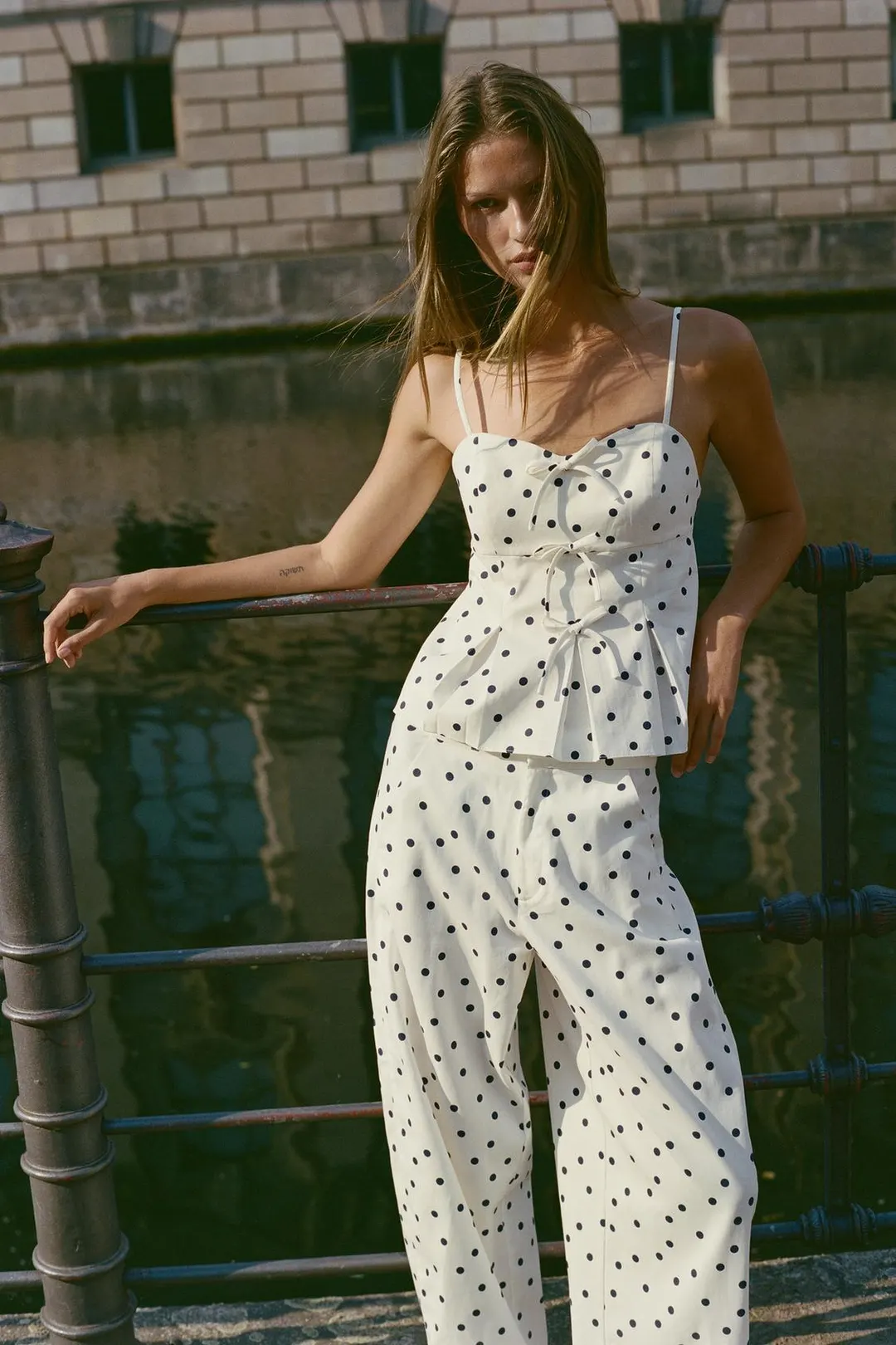 Топ с баской в горошек, Zara