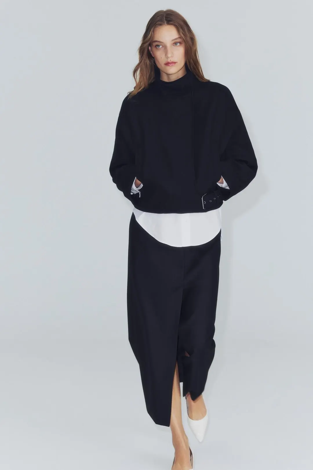 Куртка из смесовой шерсти с пряжкой ZW Collection, Zara