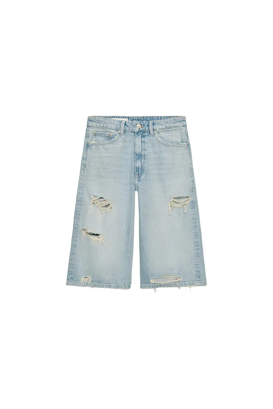 Рваные джинсовые бермуды средней посадки TRF, Zara