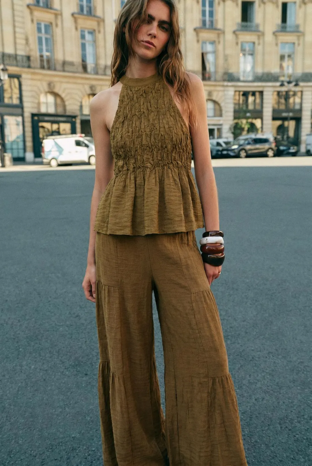 Топ халтер со сборками, Zara