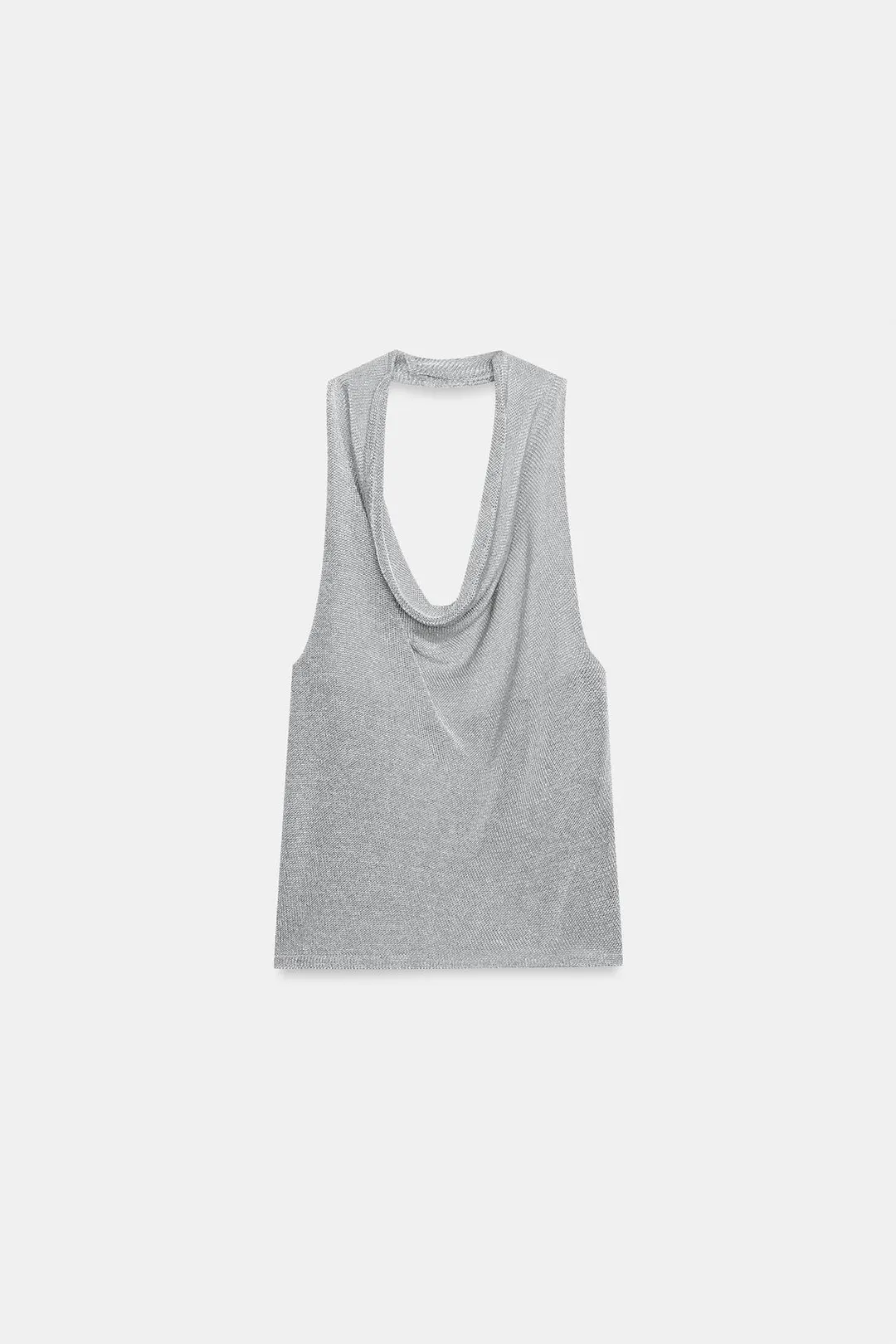 Топ вязаный с бретелью халтер и металлизированной нитью, Zara
