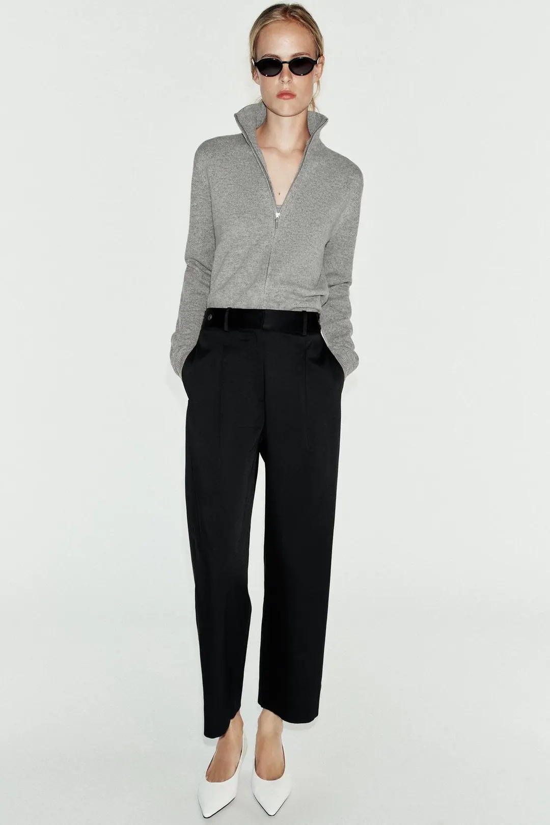 Брюки с хлястиками на поясе, Zara