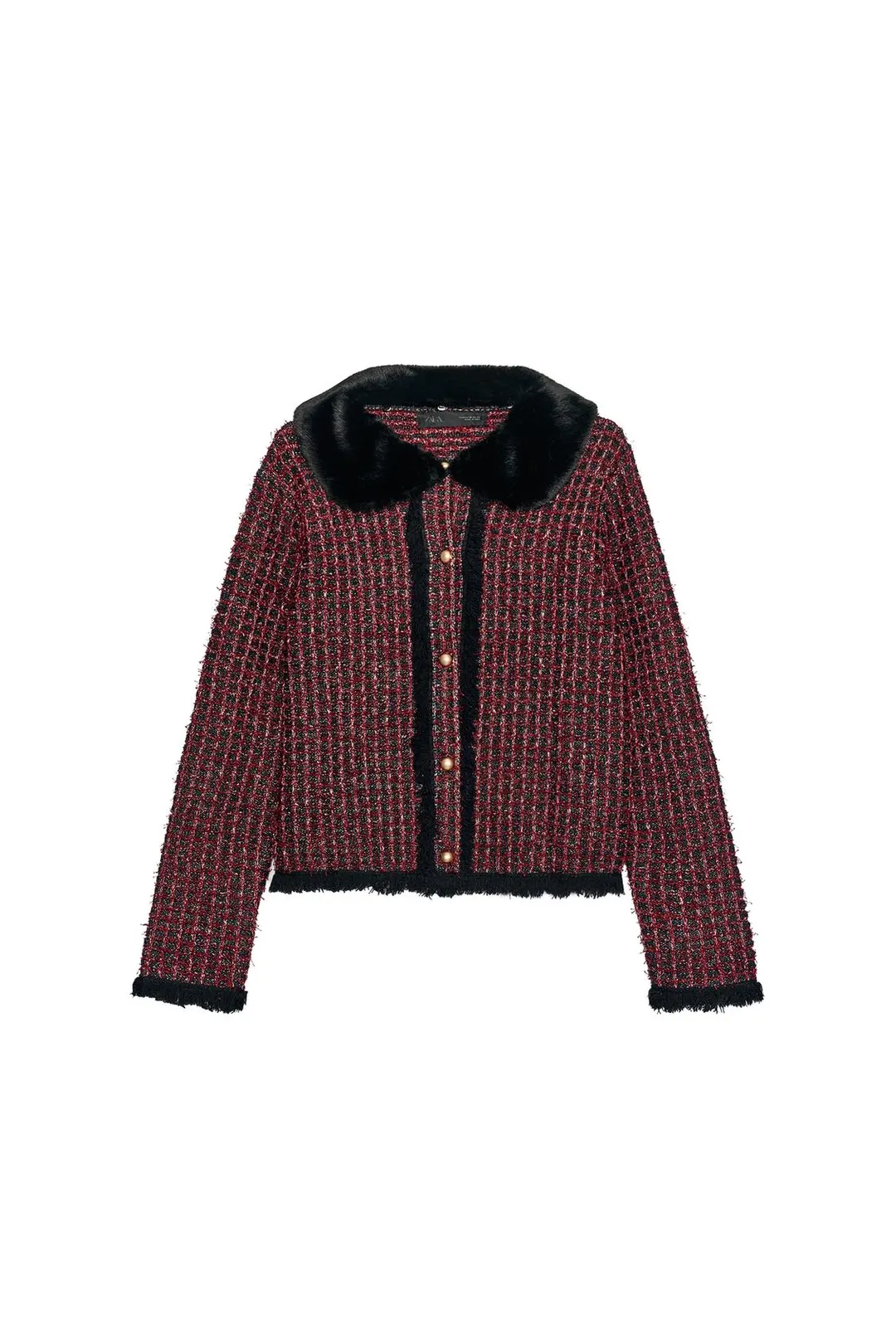 Кардиган со съемным контрастным воротником, Zara