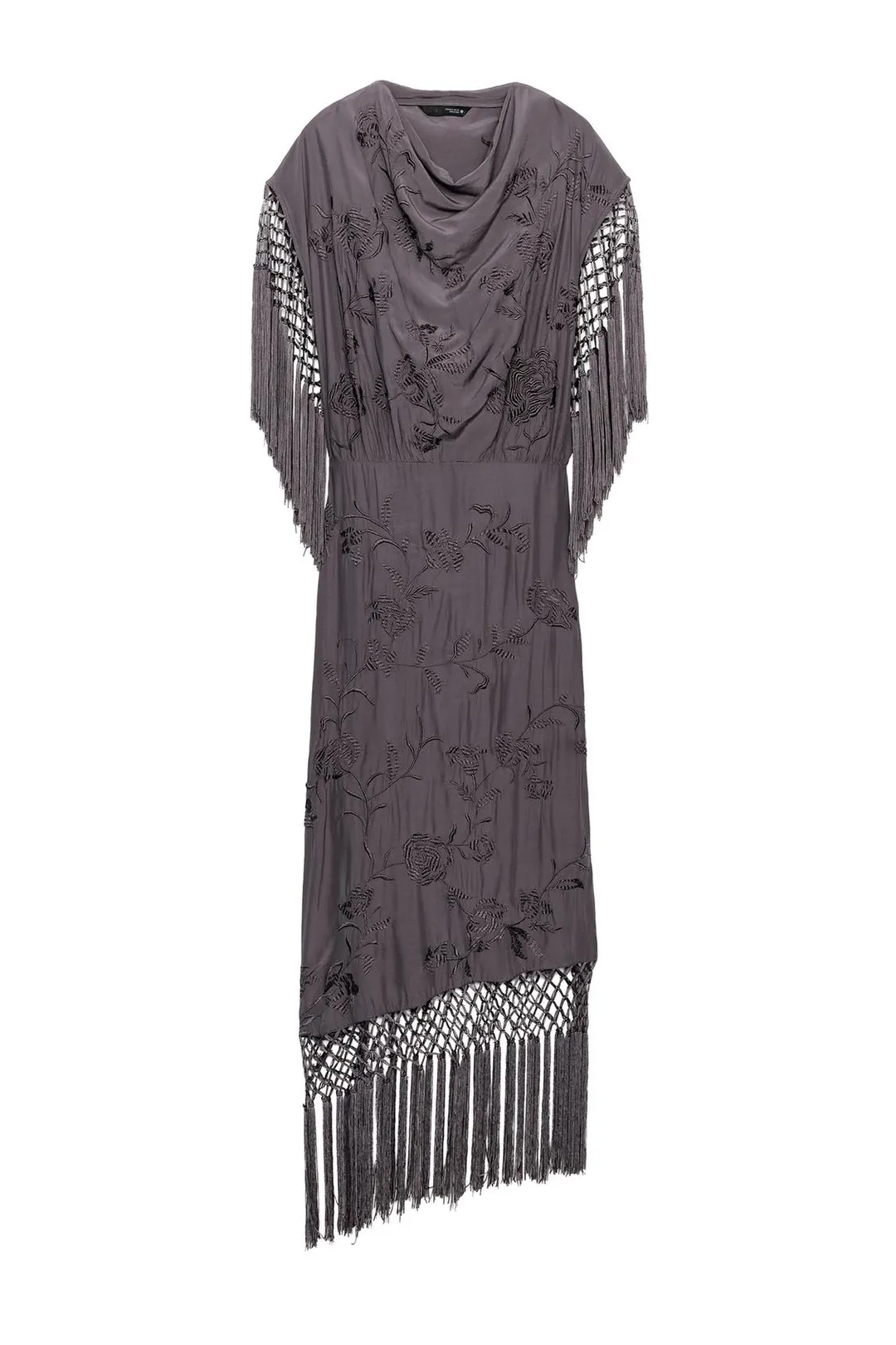 Платье с вышивкой и бахромой ZW Collection, Zara