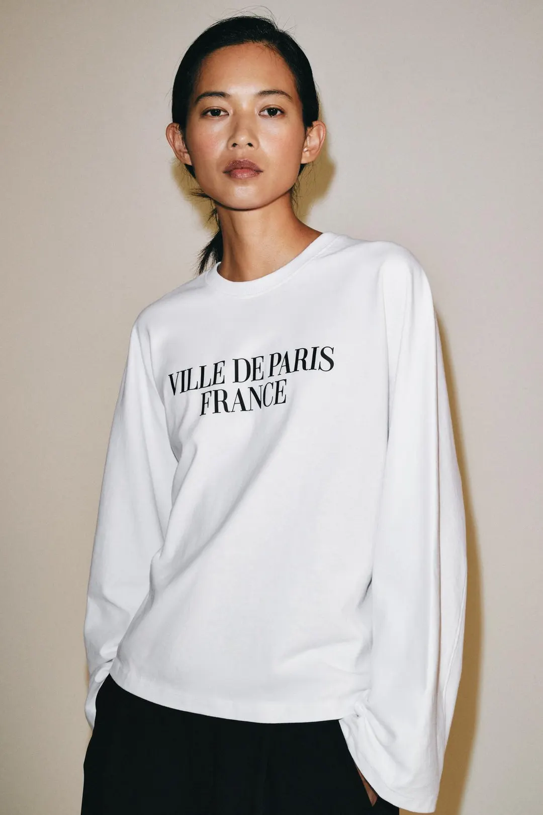 Футболка с длинными рукавами и слоганом, Zara