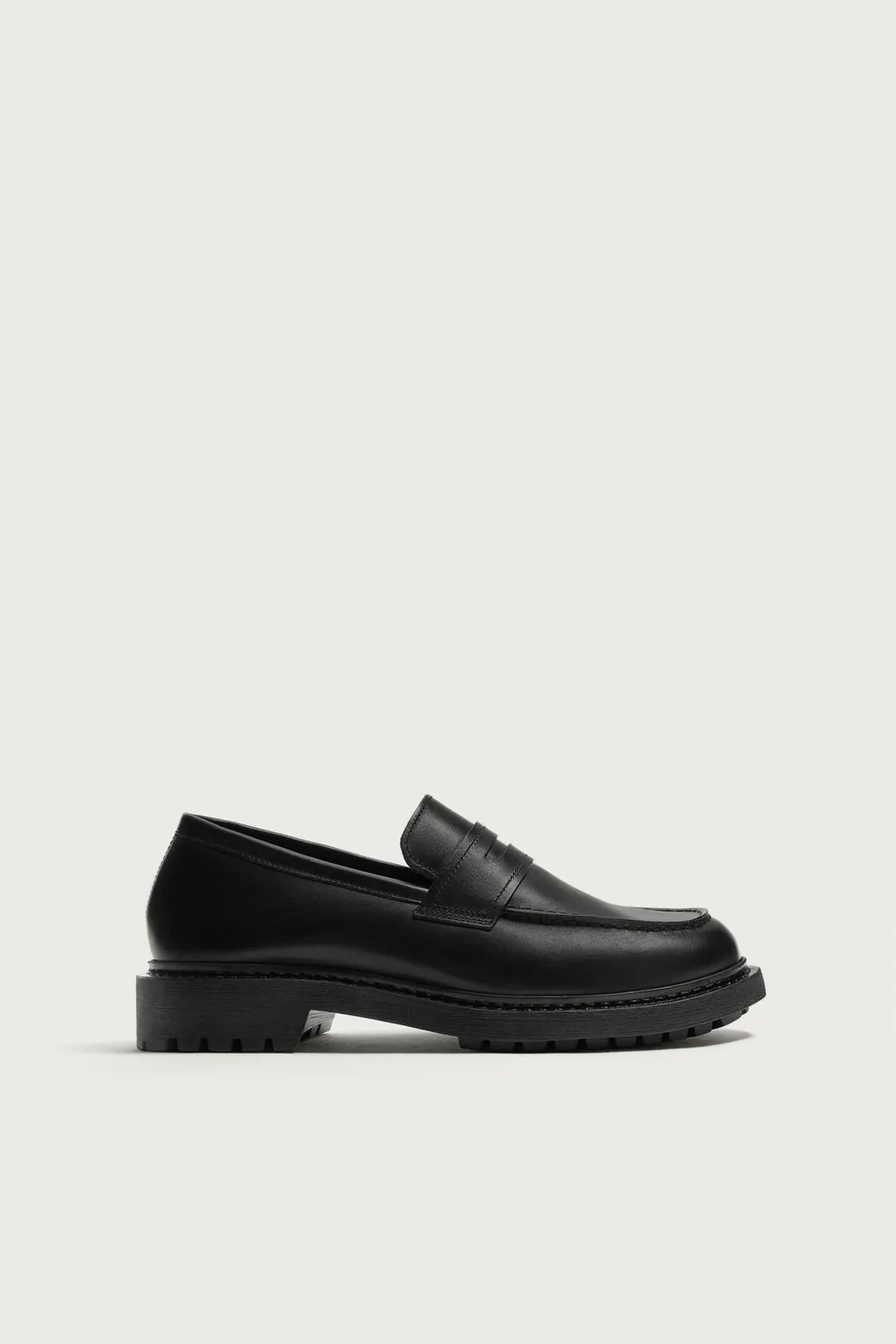 Лоферы пенни из кожи на тракторной подошве, Zara