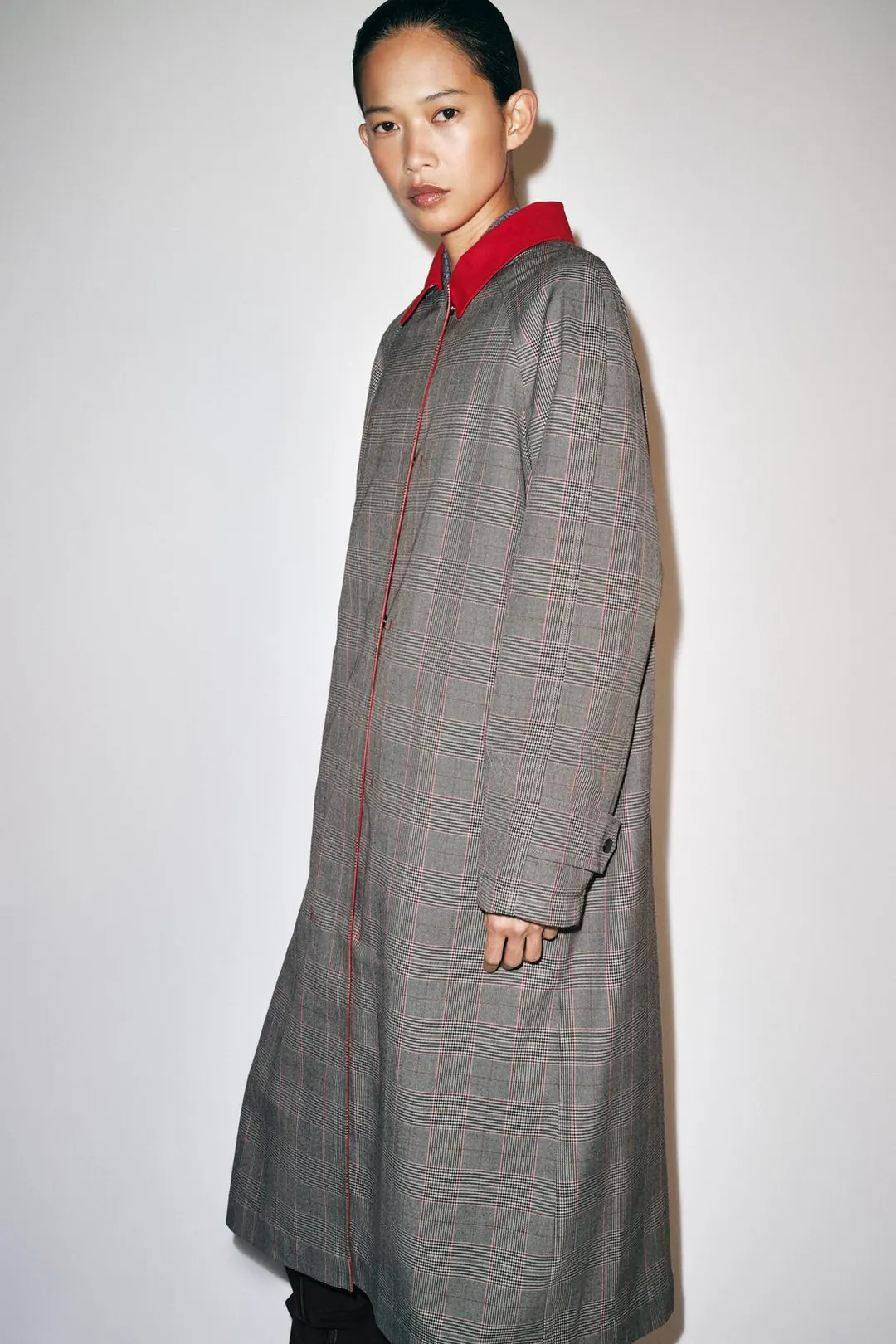 Длинный двусторонний тренч в клетку ZW Collection, Zara