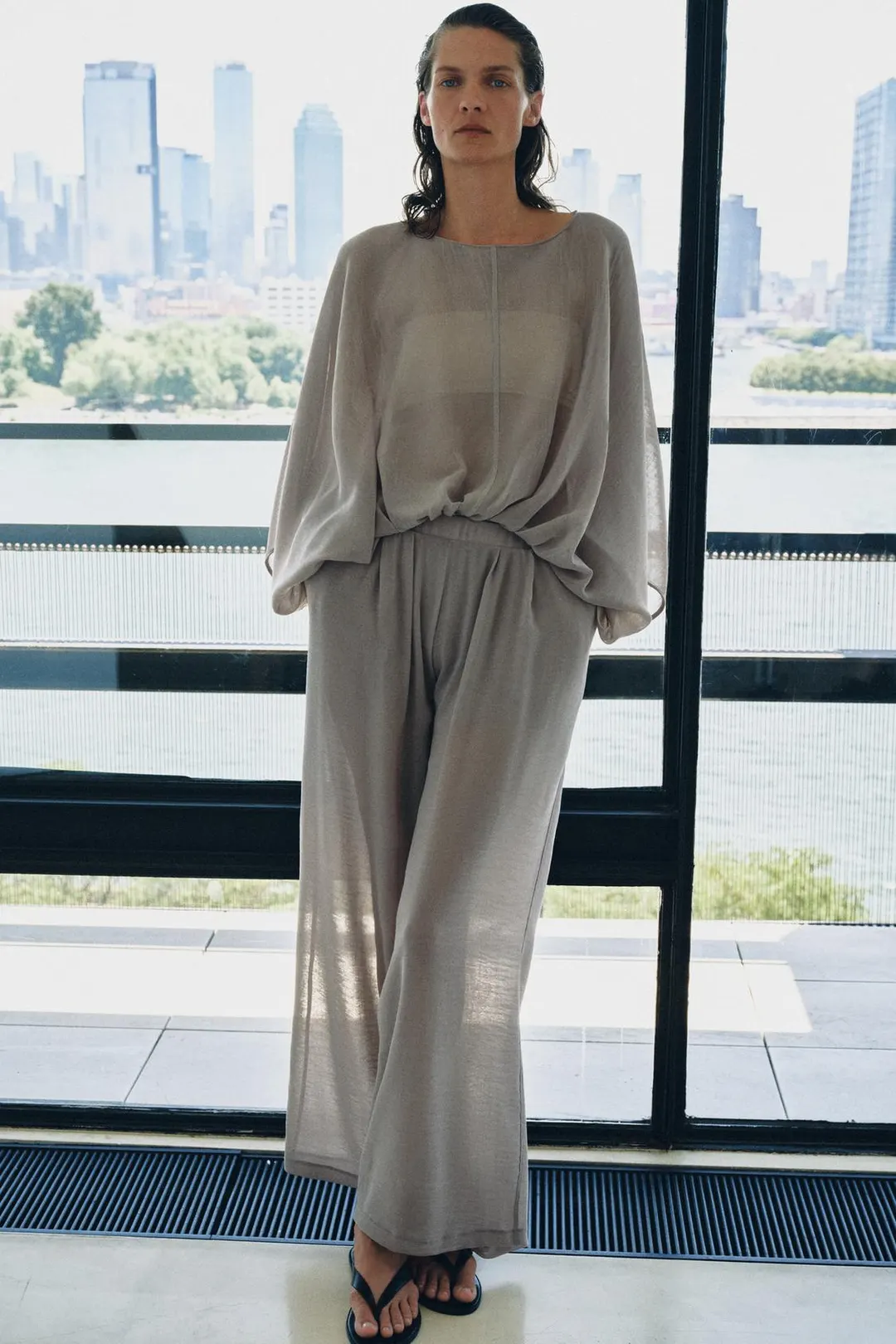 Боди струящегося кроя полупрозрачное, Zara