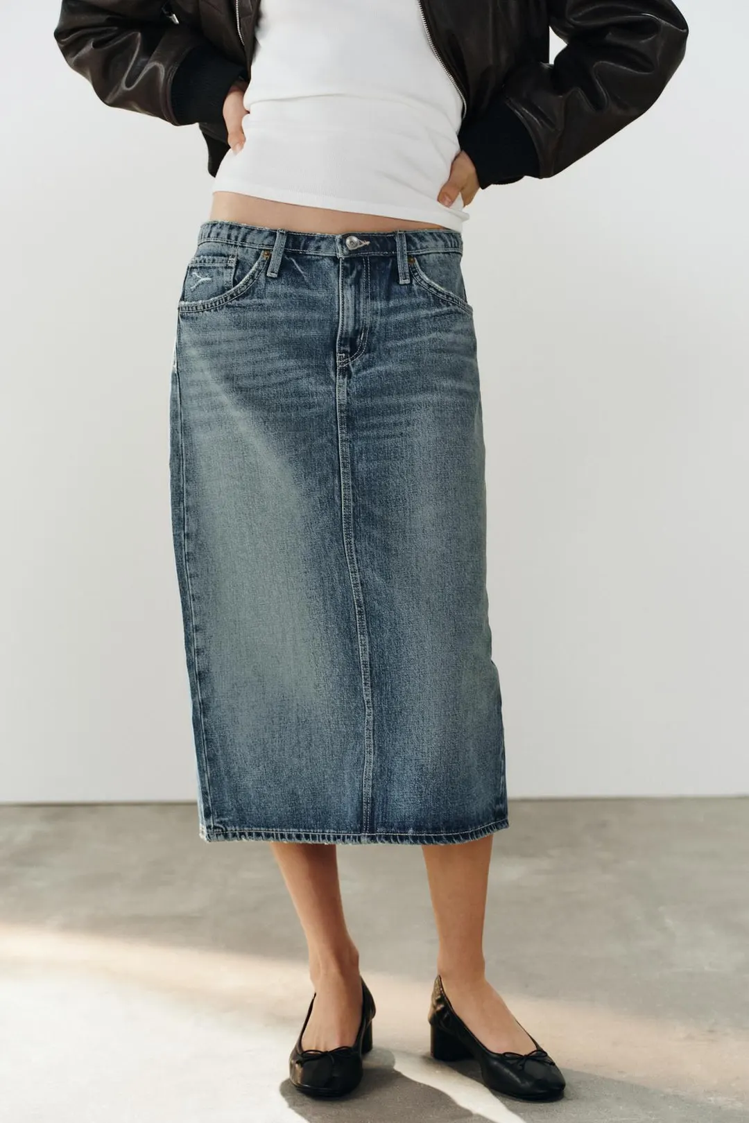 Джинсовая юбка миди TRF, Zara