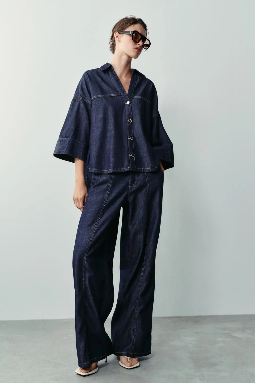 Рубашка джинсовая с широкими рукавами Z1975, Zara