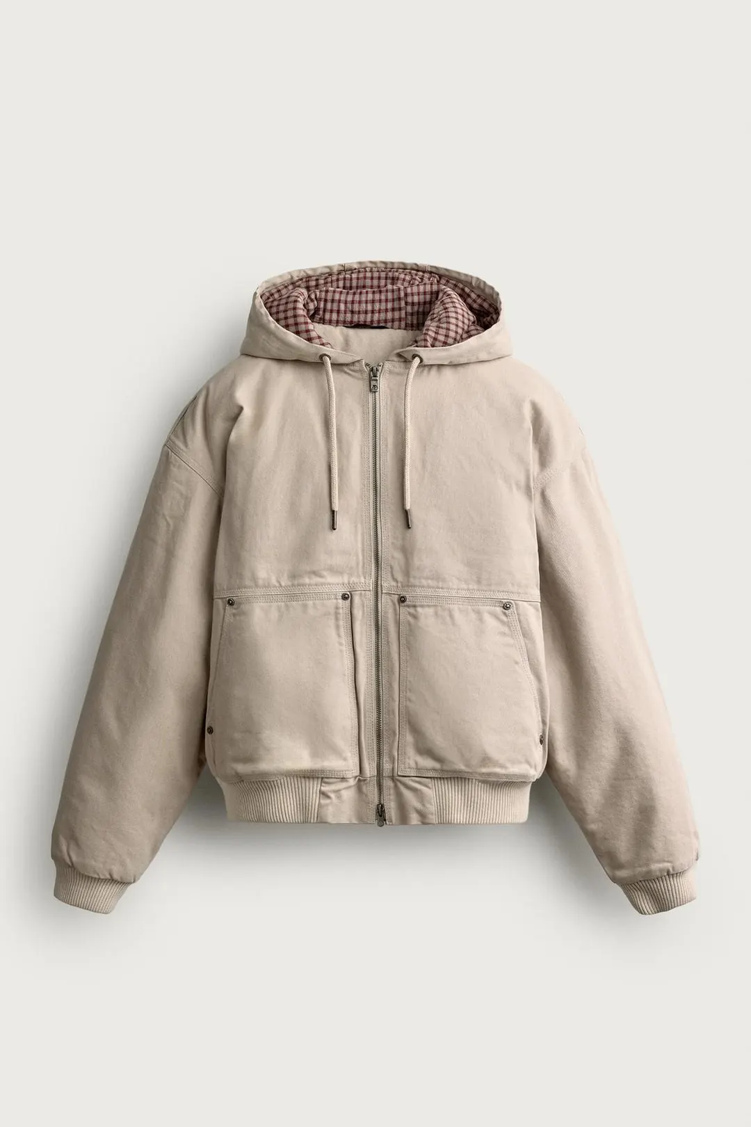 Утепленная куртка с контрастным капюшоном, Zara