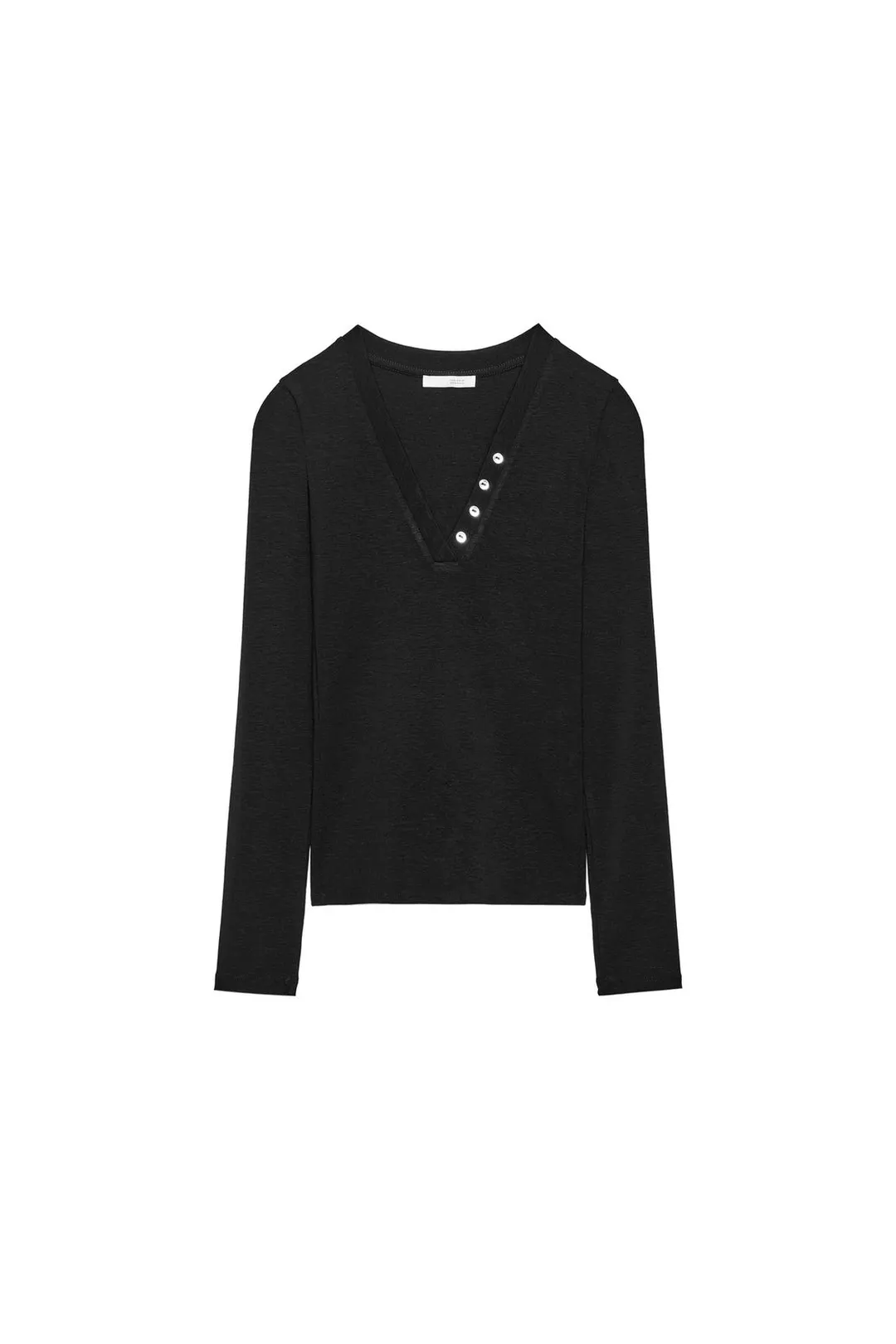Футболка с V-образным вырезом и золотистыми пуговицами, Zara