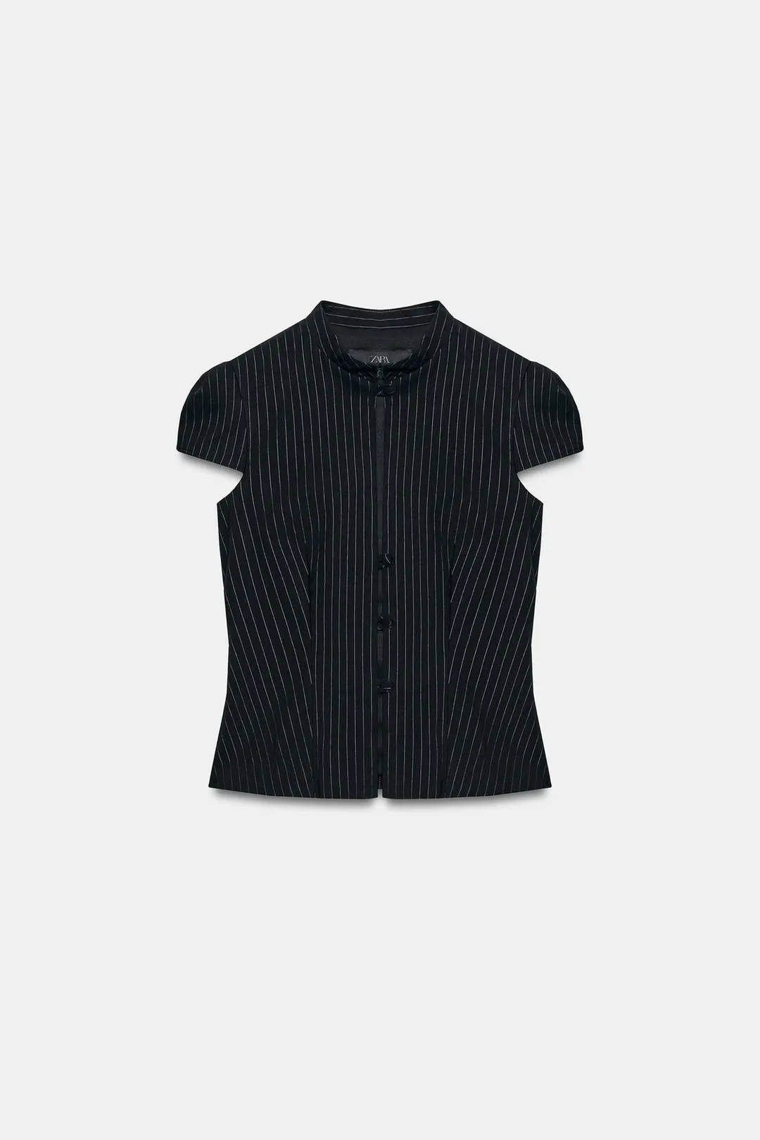 Полосатый топ с короткими рукавами и пуговицами, Zara