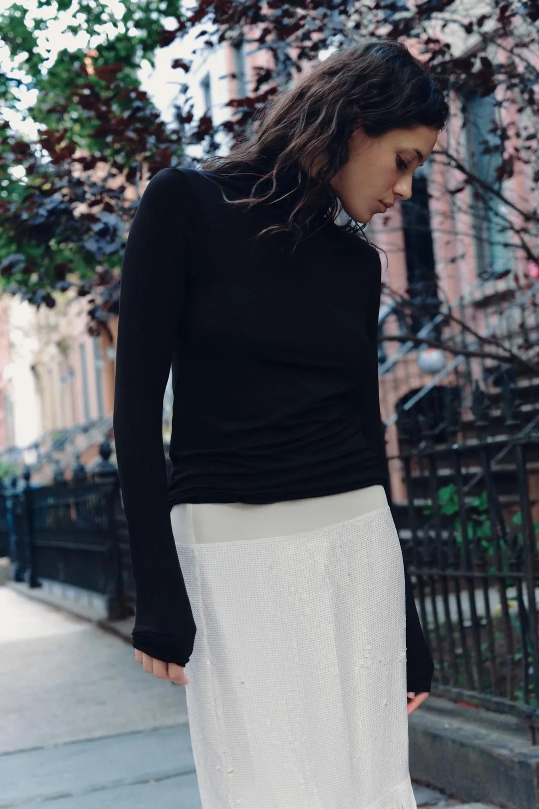 Однотонная футболка из смесовой вискозы, Zara
