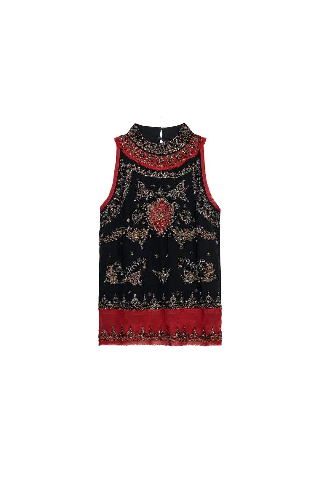 Топ комбинированный с вышивкой бисером ZW Collection, Zara