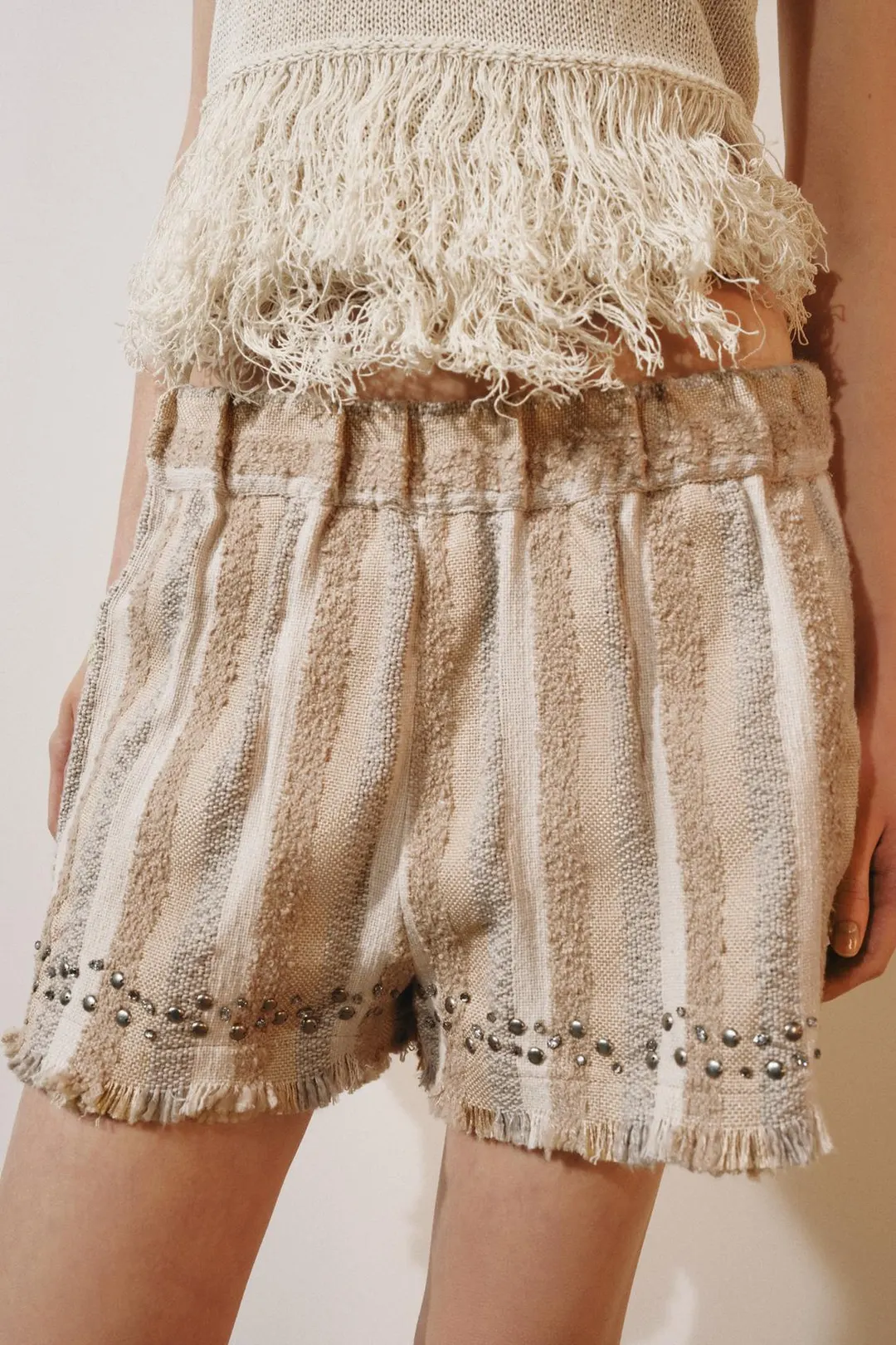 Бермуды из фактурной ткани в полоску ZW Collection, Zara