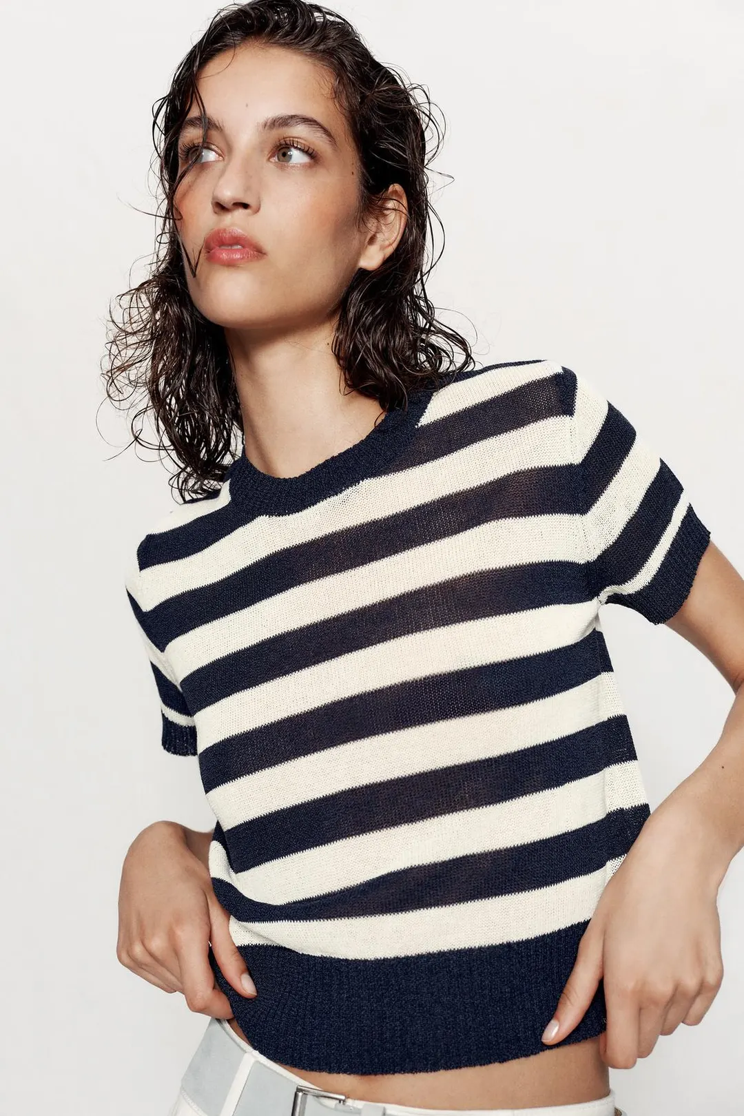Вязаный топ с короткими рукавами, Zara