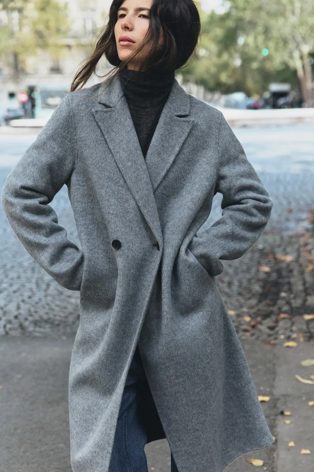 Двубортное пальто из двухслойной ткани, Zara