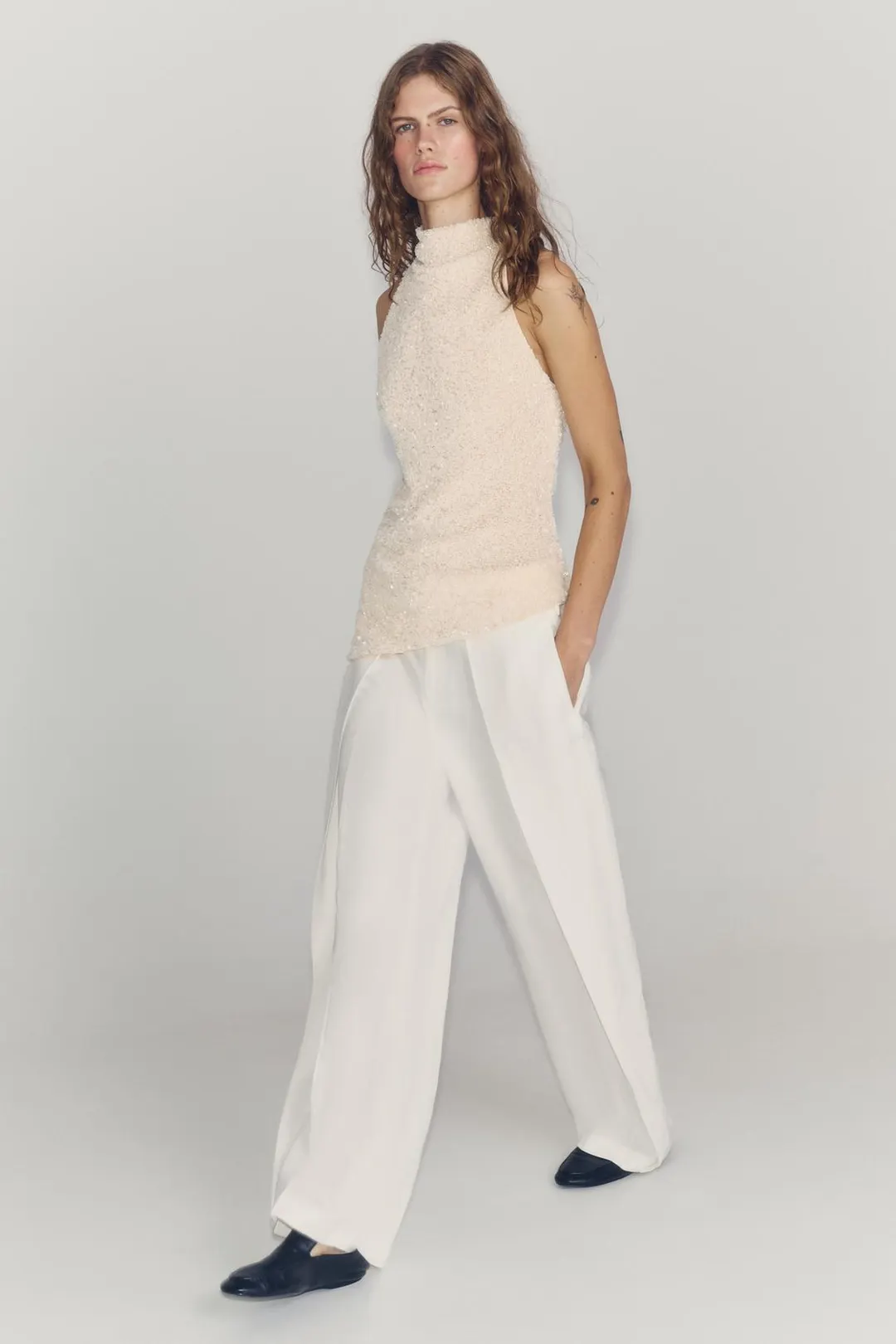Топ халтер с пайетками ZW Collection, Zara