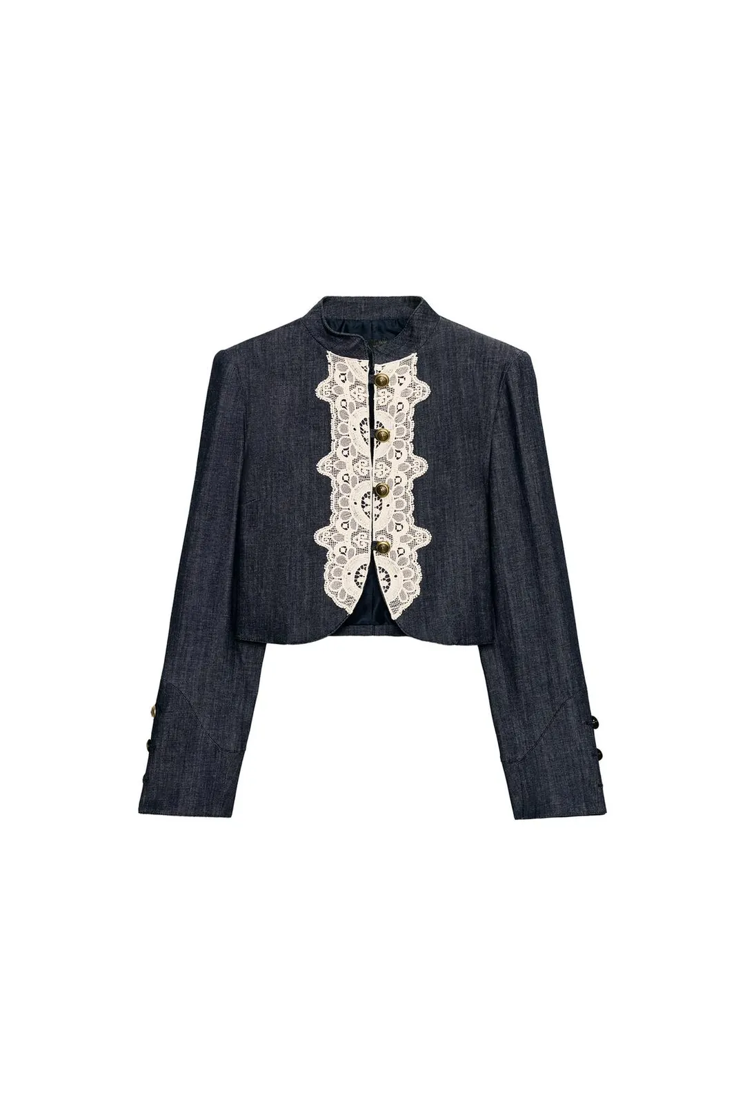 Куртка укороченная с кружевной отделкой, Zara