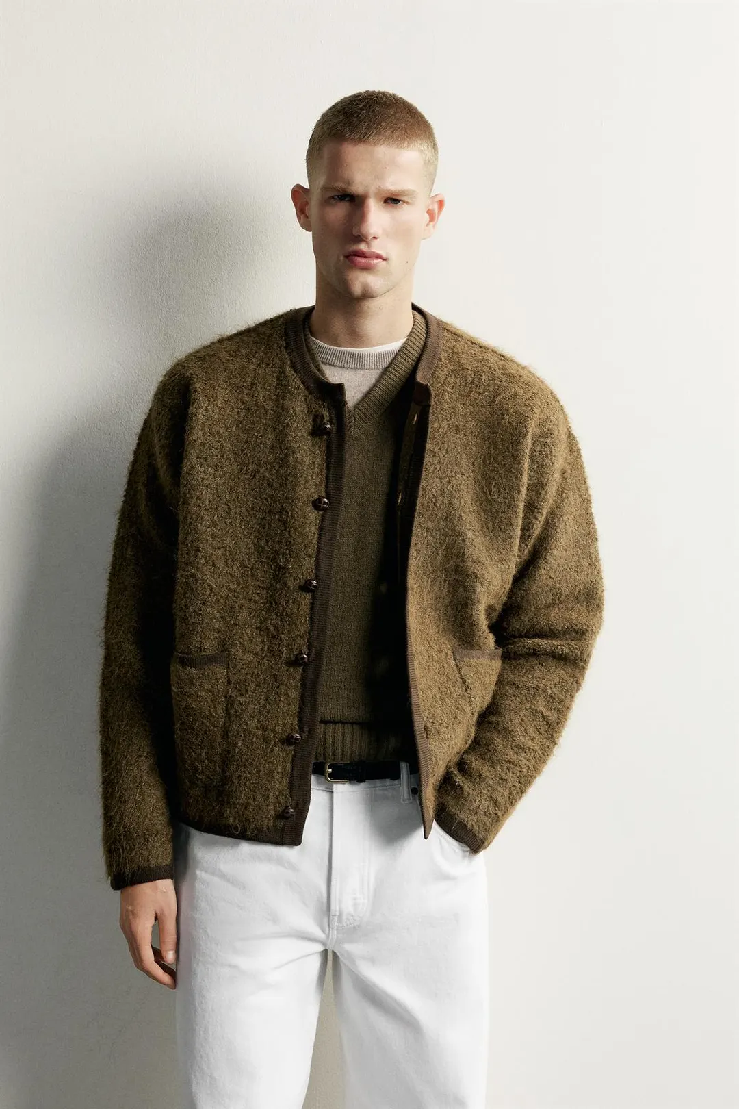 Фактурный кардиган из букле, Zara