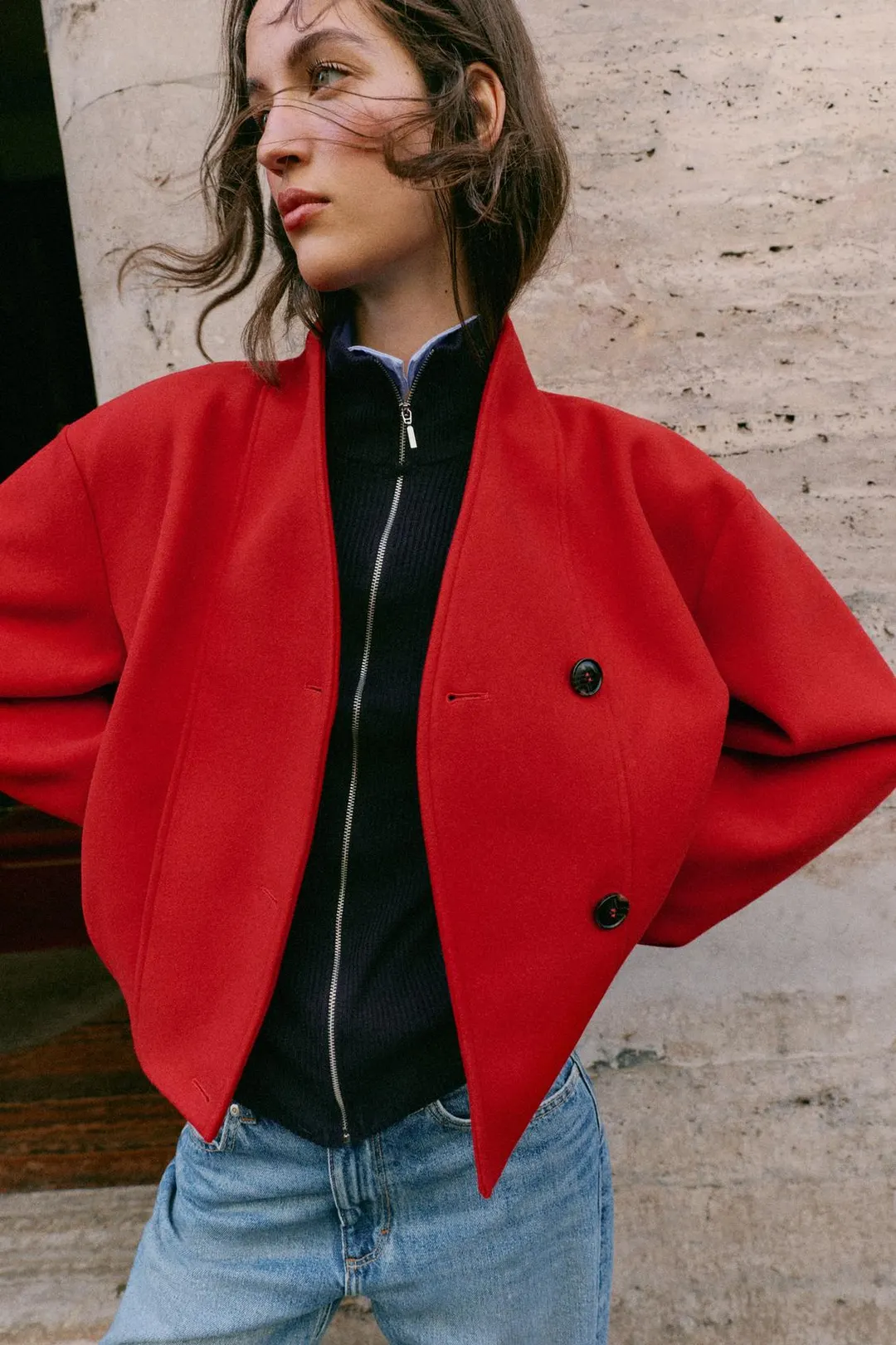 Мягкий двубортный жакет, Zara