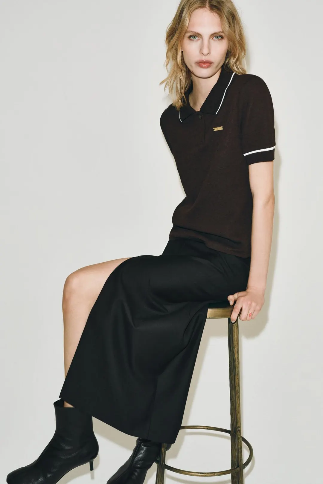 Поло ZA с контрастным кантом, Zara