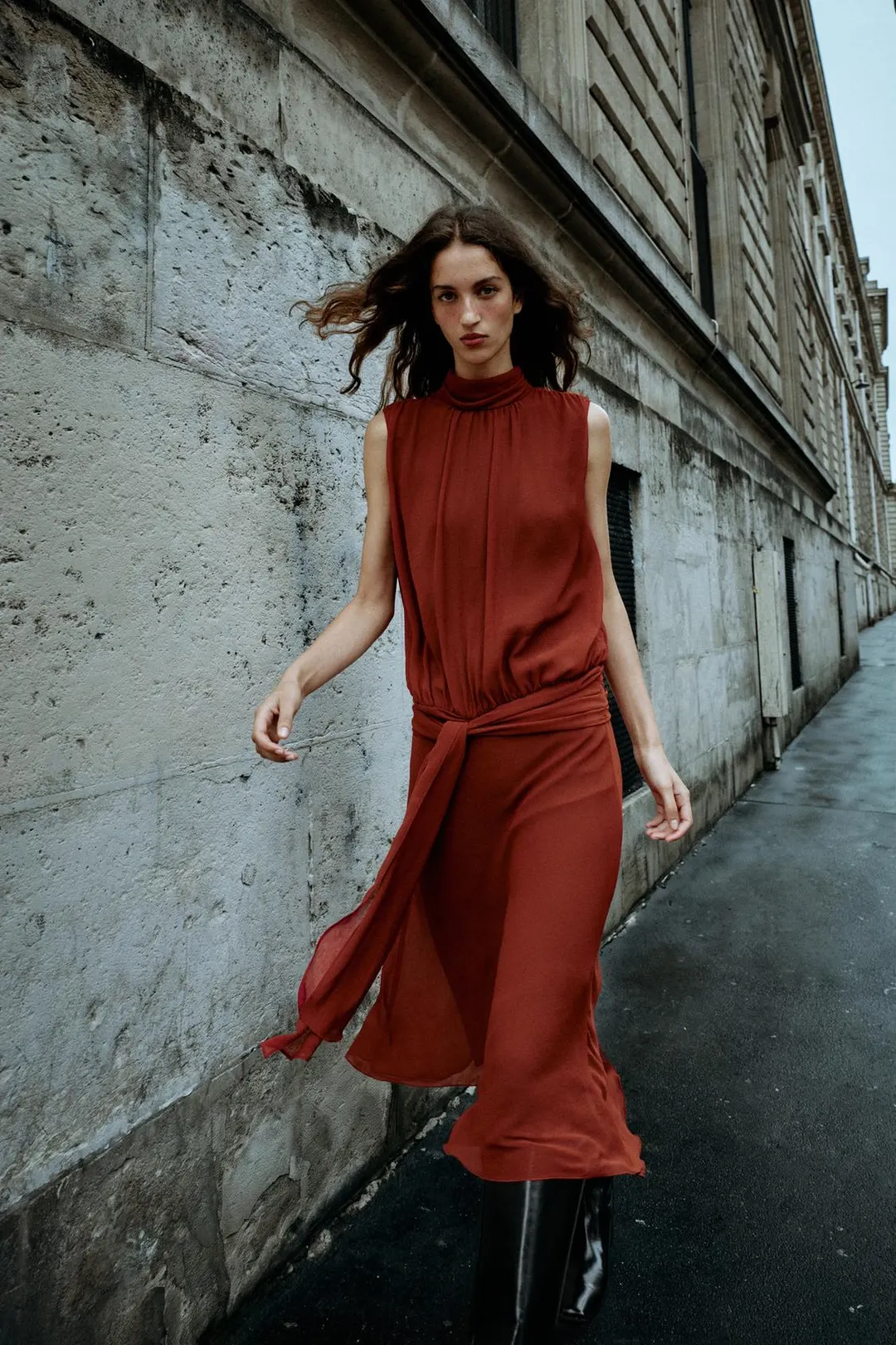 Платье миди с узлом, Zara