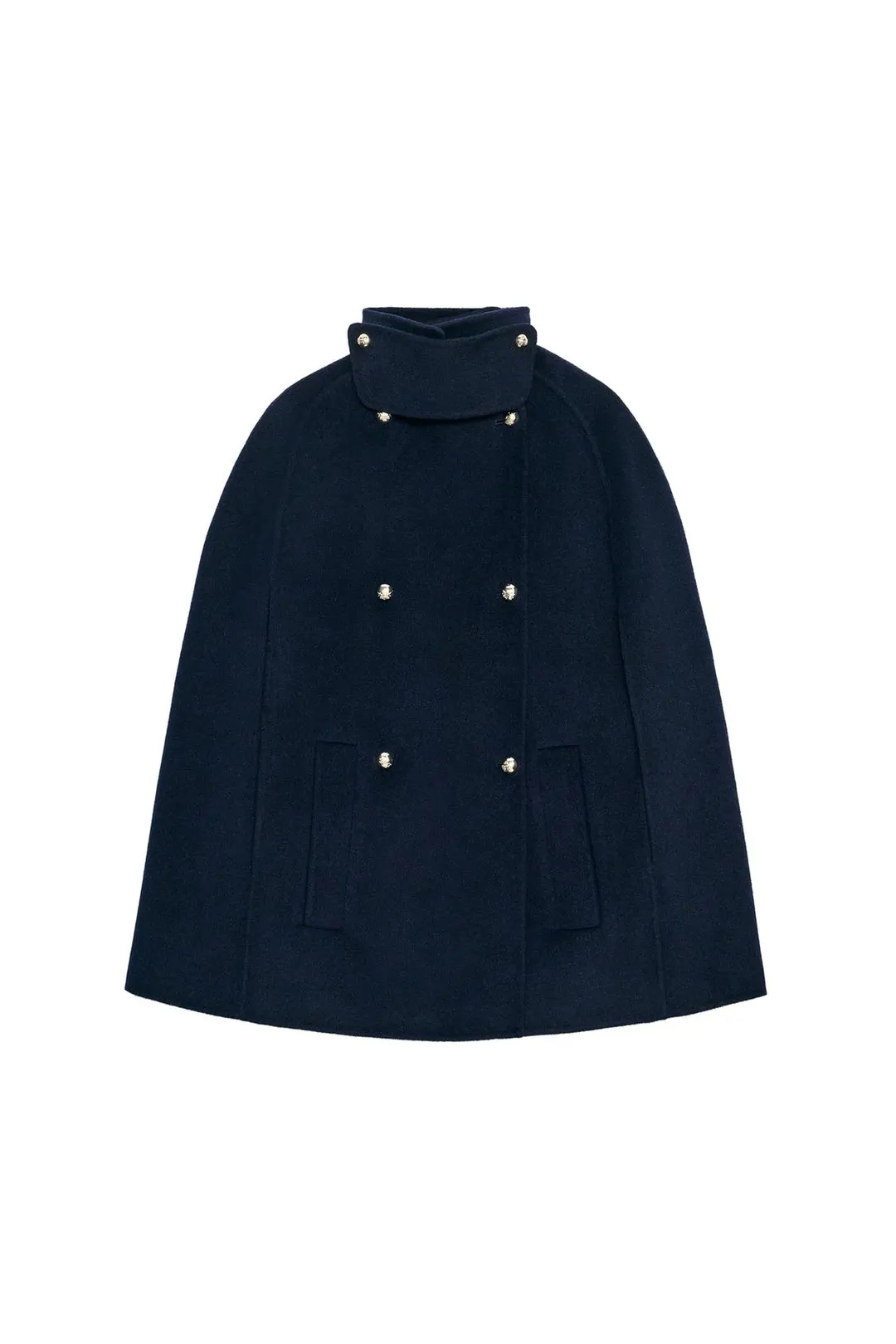 Кейп ZW Collection из смесовой шерсти на пуговицах, Zara