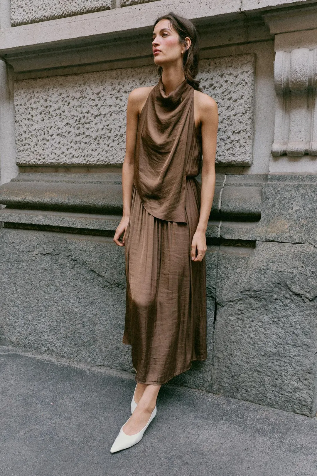 Платье миди атласное, Zara