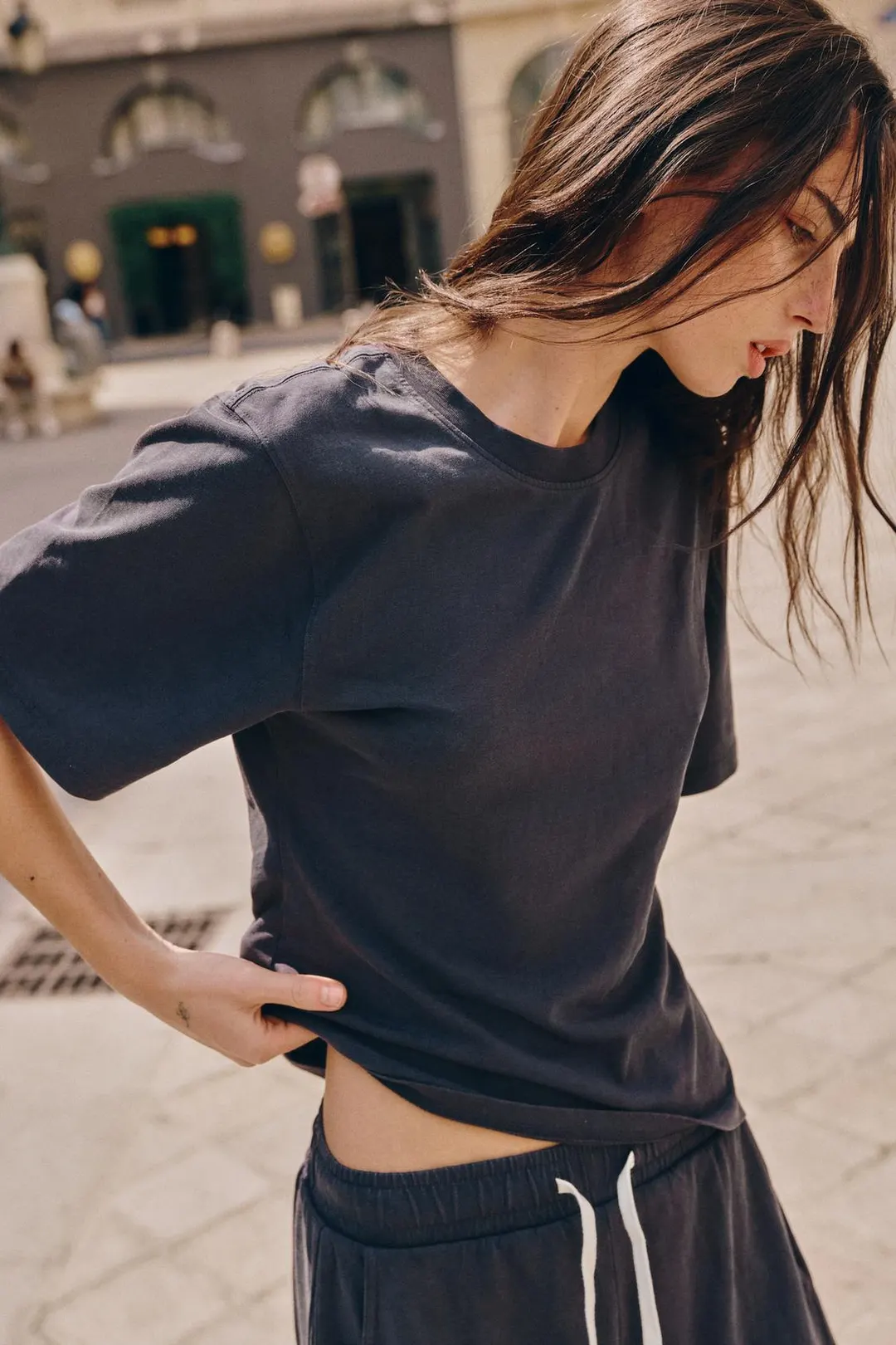 Брюки из хлопка со складками, Zara
