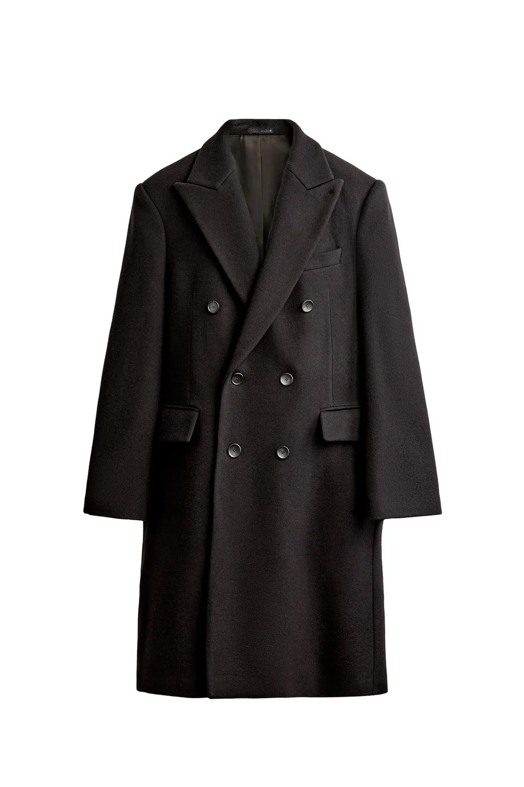 Двубортное пальто из смесовой шерсти, Zara
