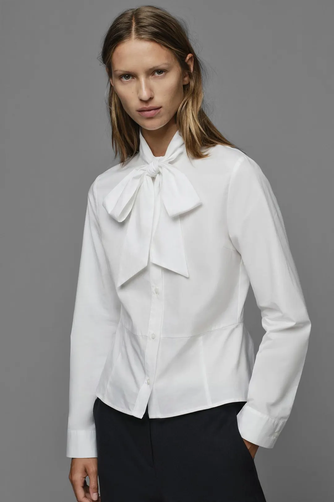 Рубашка с баской и завязкой, Zara