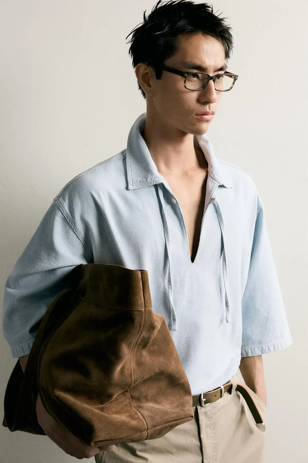 Поло свободного кроя из тонкого денима, Zara