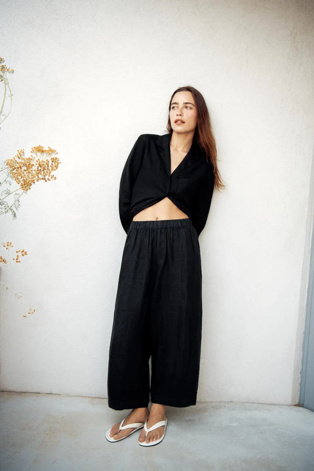 Брюки-бочки ZW Collection из 100% льна, Zara