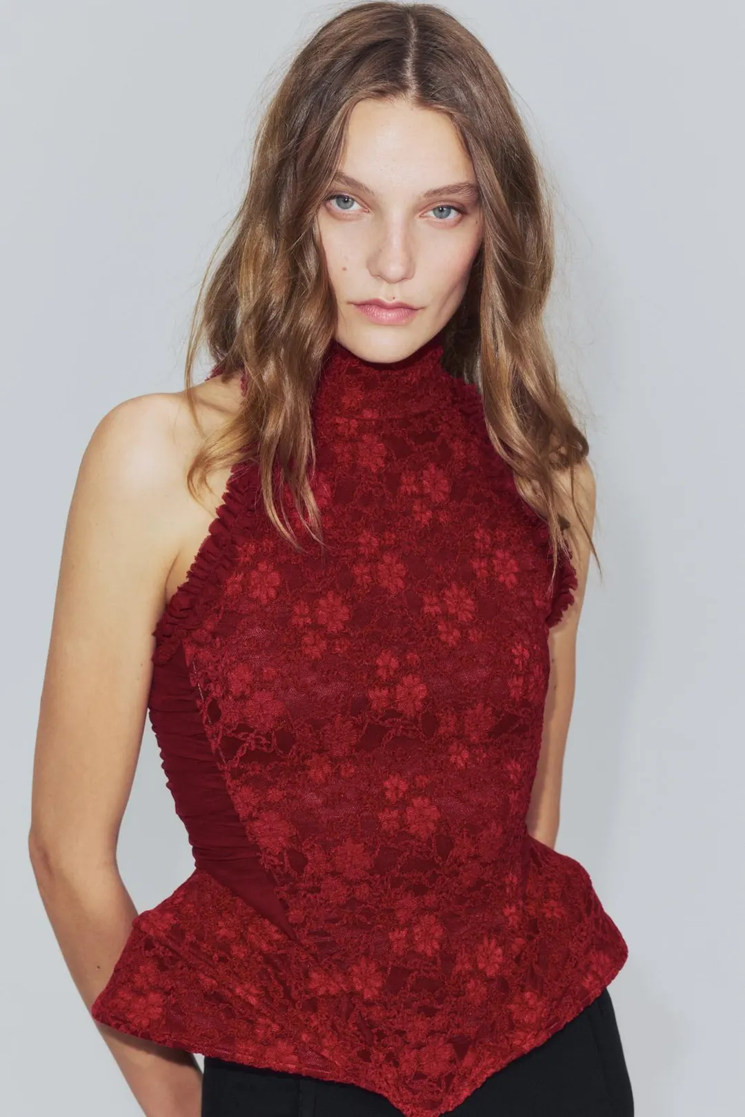 Корсет жаккардовый с бретелью через шею, Zara