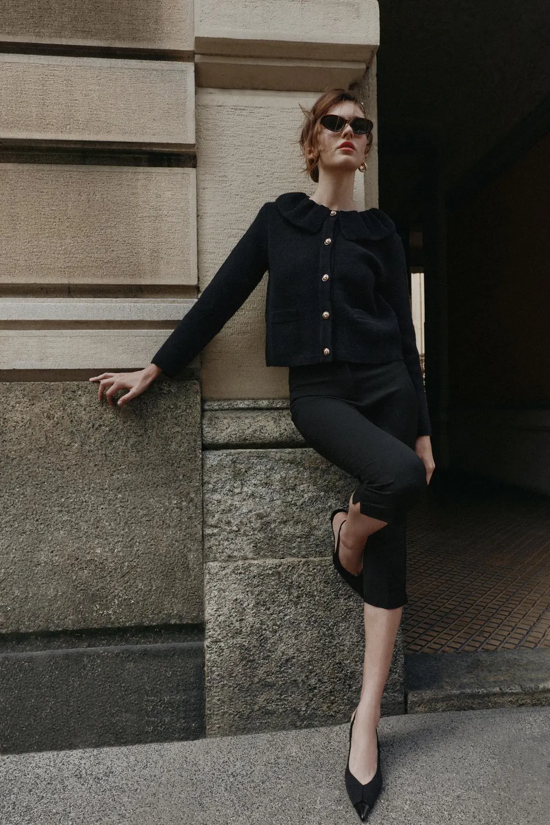 Кардиган с воротником с оборками, Zara