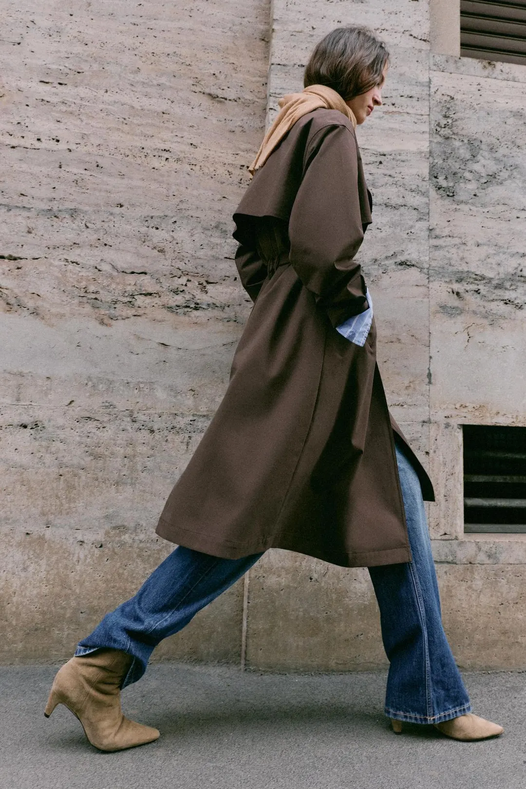 Ботильоны из замшевого спилка на каблуке, Zara