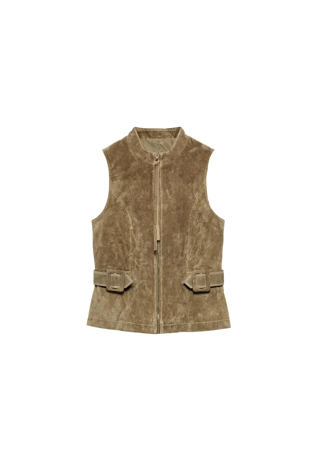 Топ из 100% кожи с хлястиками, Zara