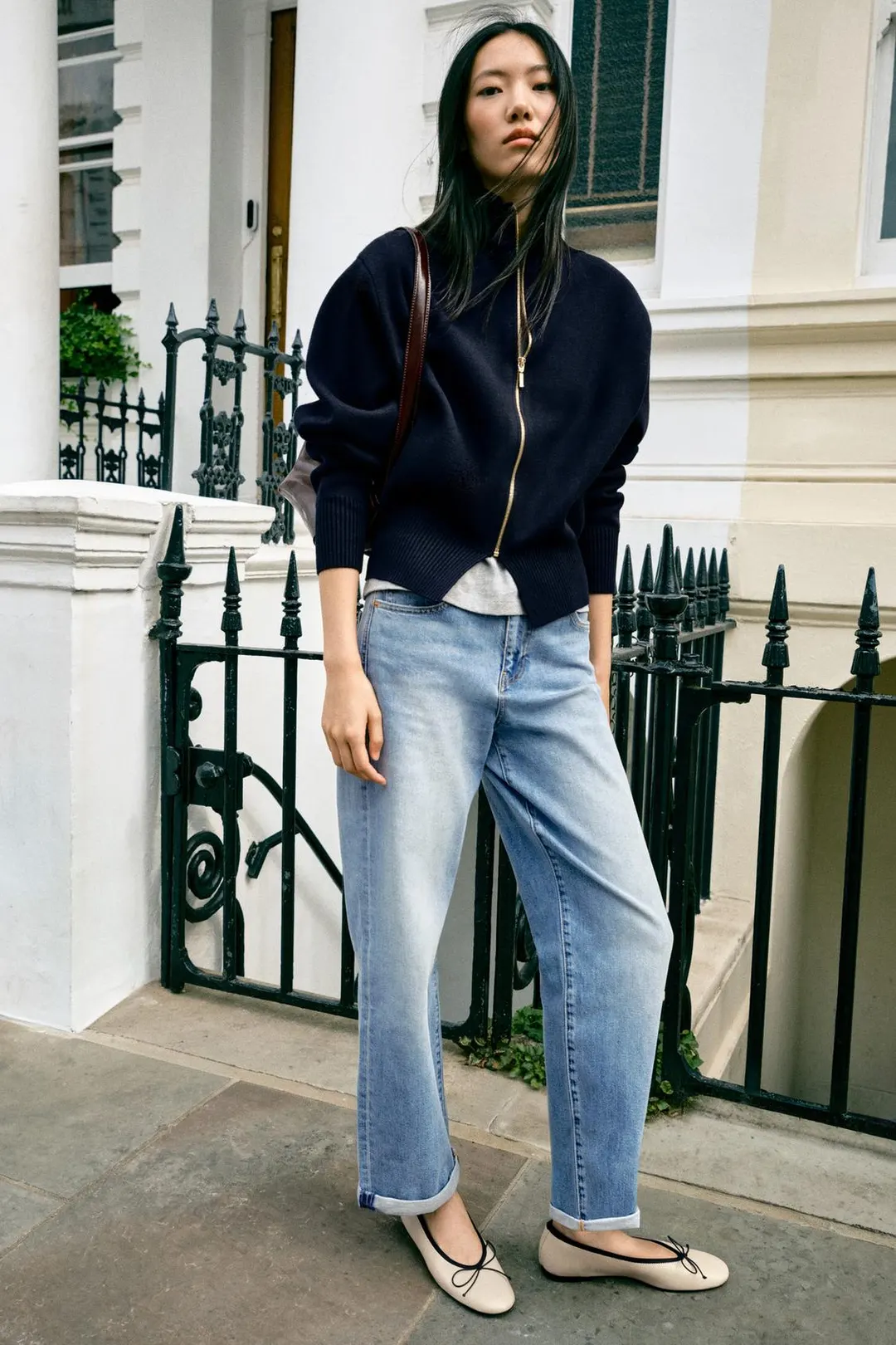 Джинсы Z1975 свободного кроя со средней посадкой и отворотами, Zara