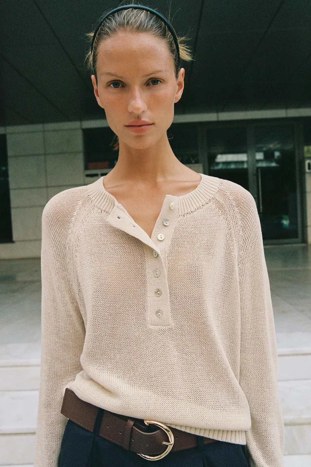 Вязаный джемпер на пуговицах, Zara
