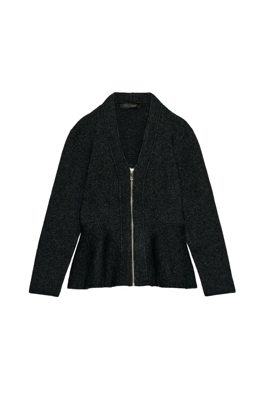 Кардиган с баской из смесовой шерсти, Zara
