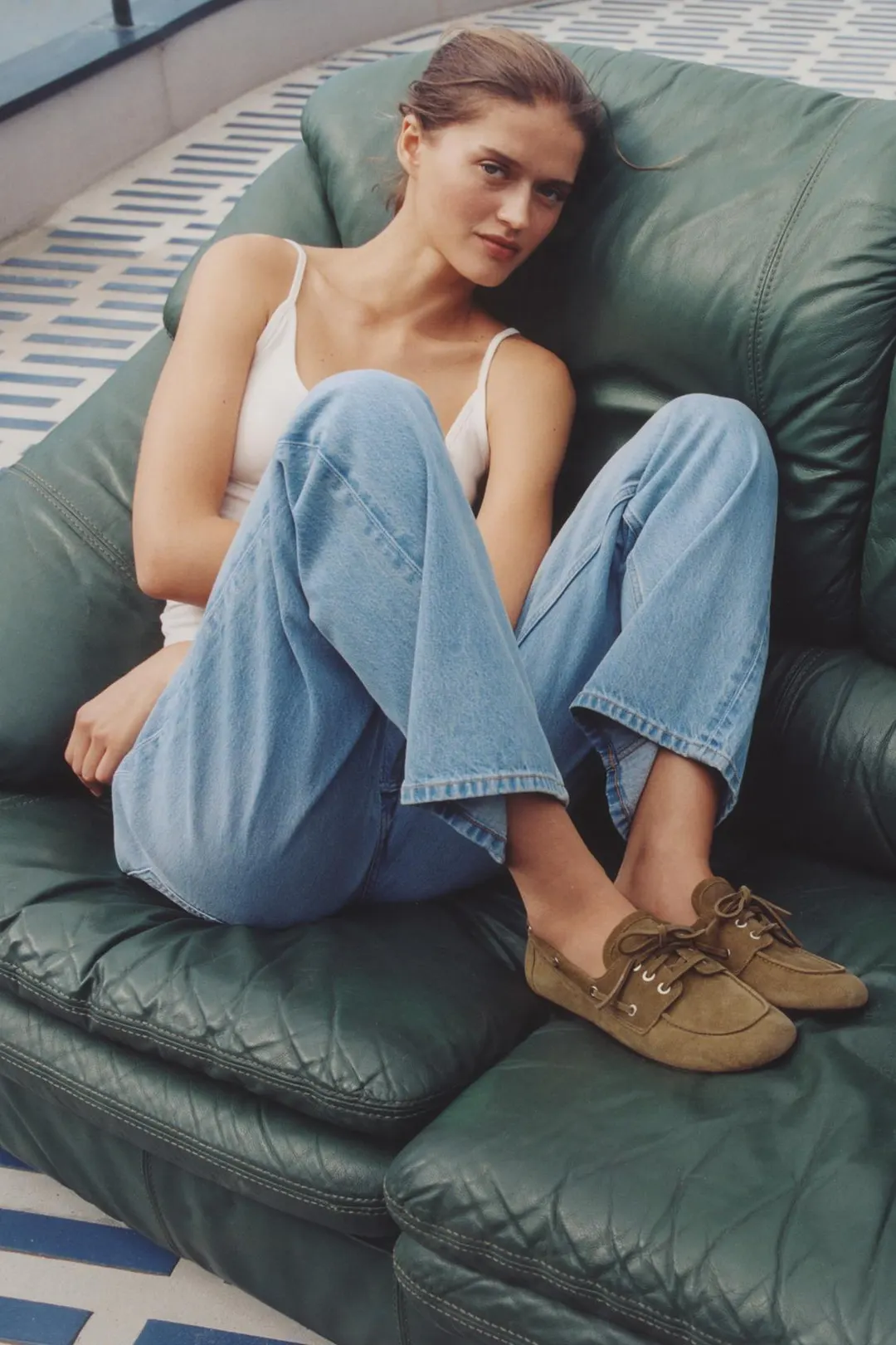Лоферы-топсайдеры из замшевого спилка, Zara